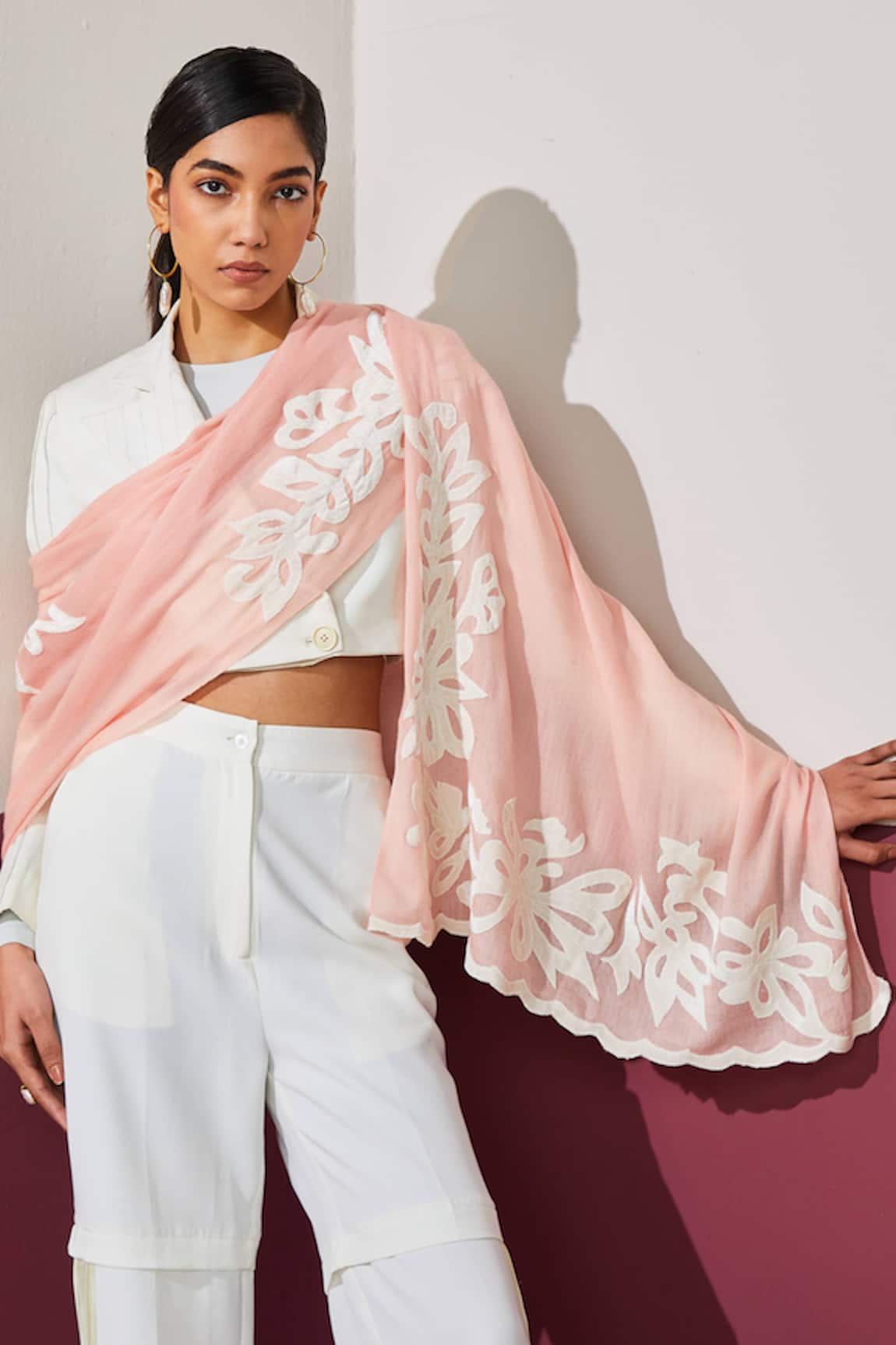 SHAZA Blush Applique Designer Stole 