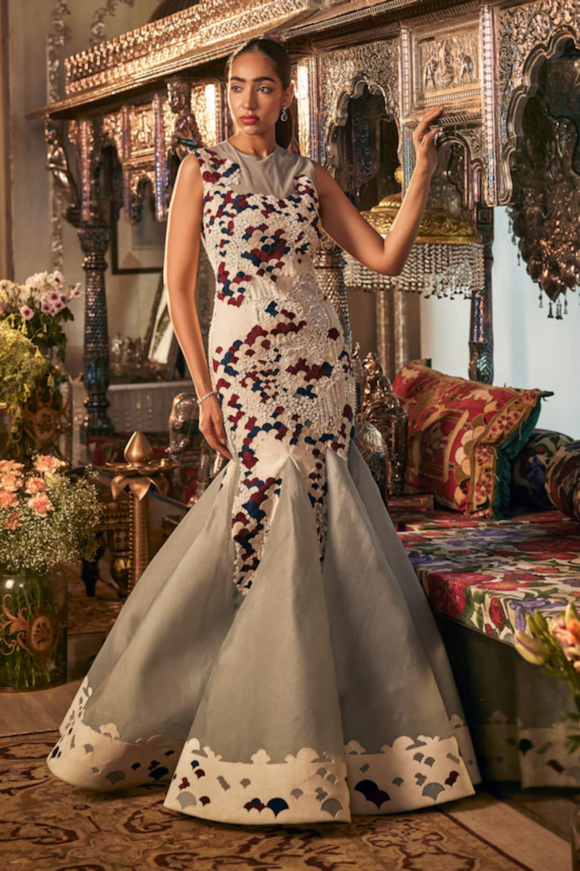 Sahil Kochhar Anisa Designer Grey Gown 