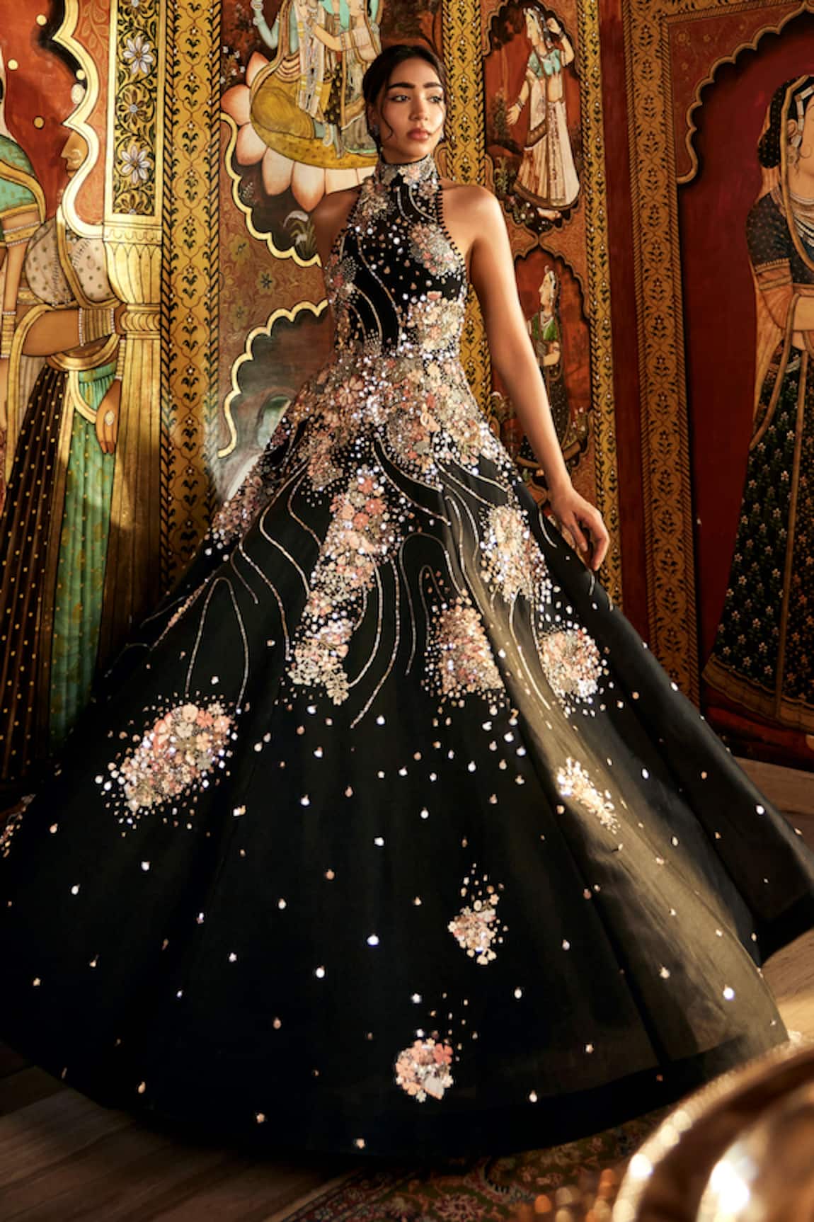 Sahil Kochhar Designer Black Organdy Gown 