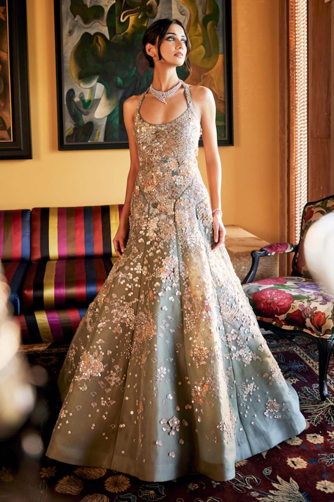Sahil Kochhar Embroidered Organza Gown 