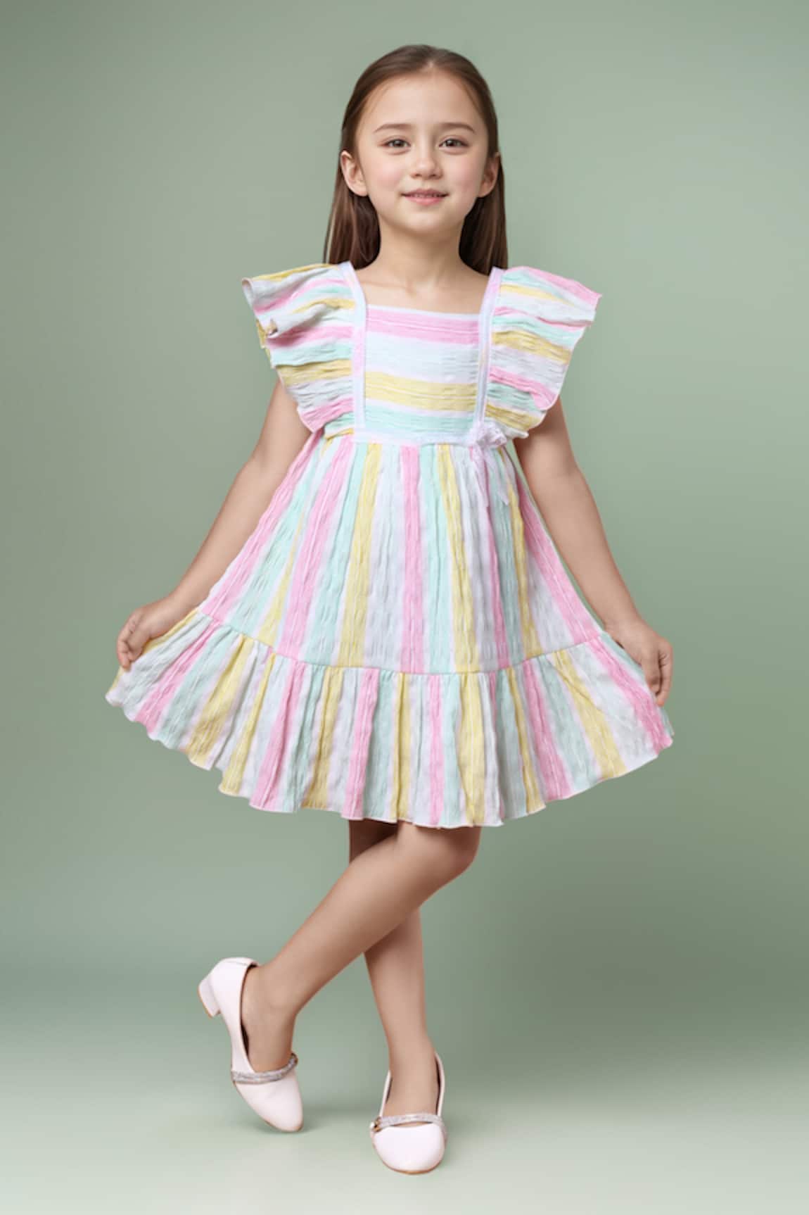 Petite Pomme Stripes Cotton Dress 