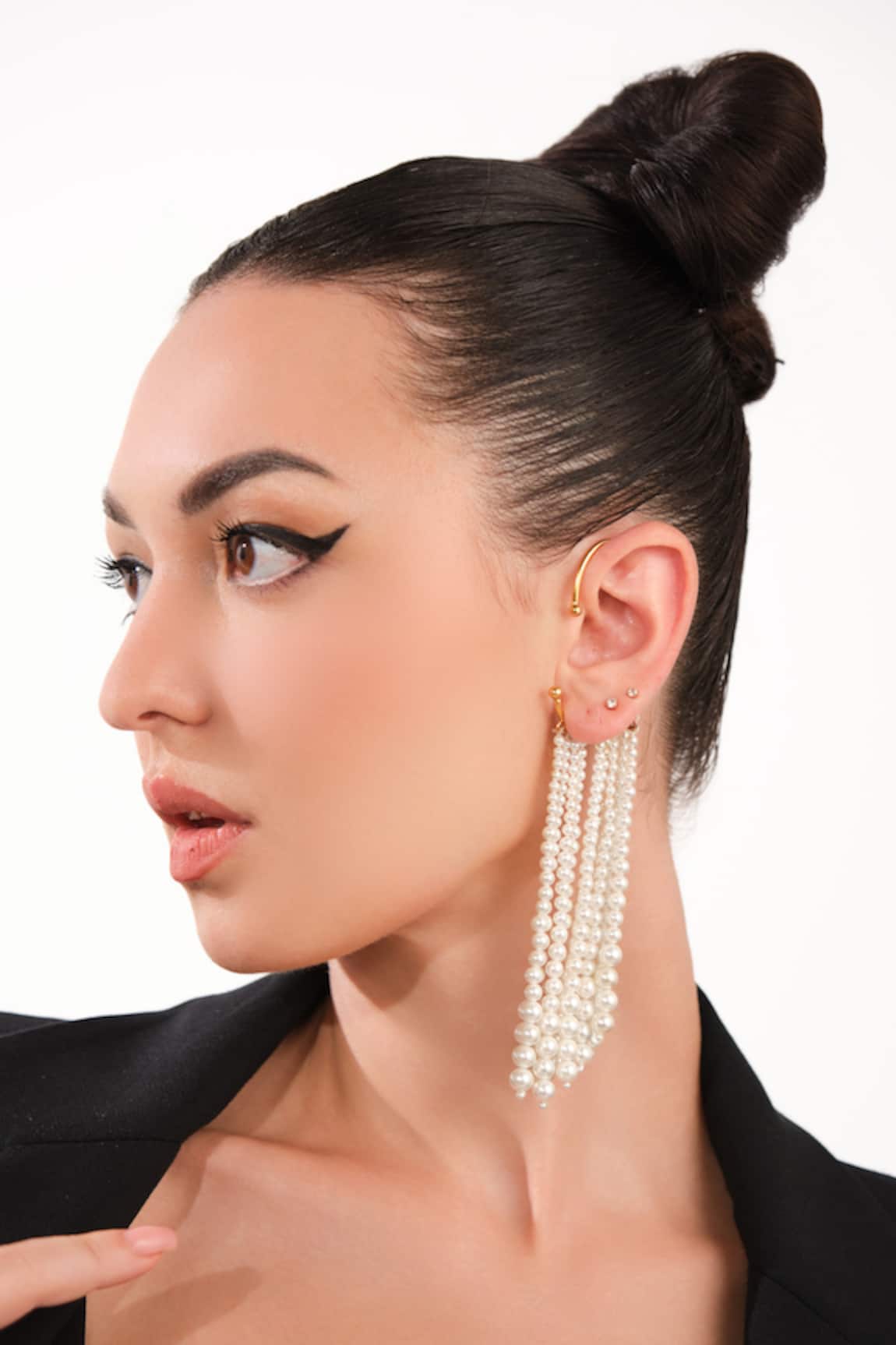Anaash Pearl Cascade Statement Ear Cuff 