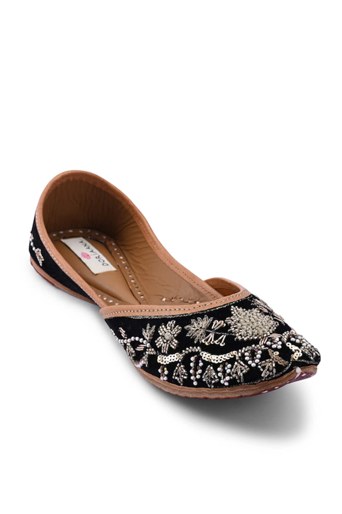 Doriaana Embroidered Black Velvet Jutti 