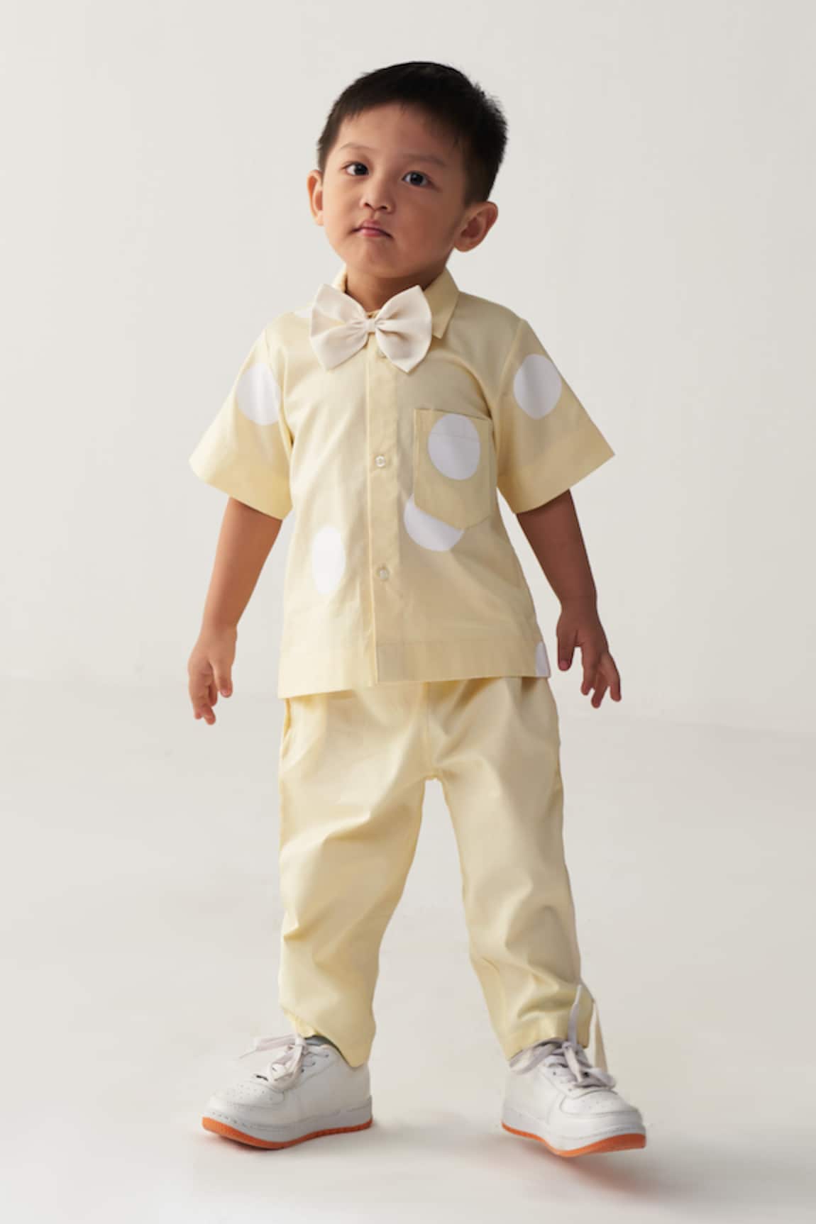 Three Lemon Polka Shirt & Pant Set 