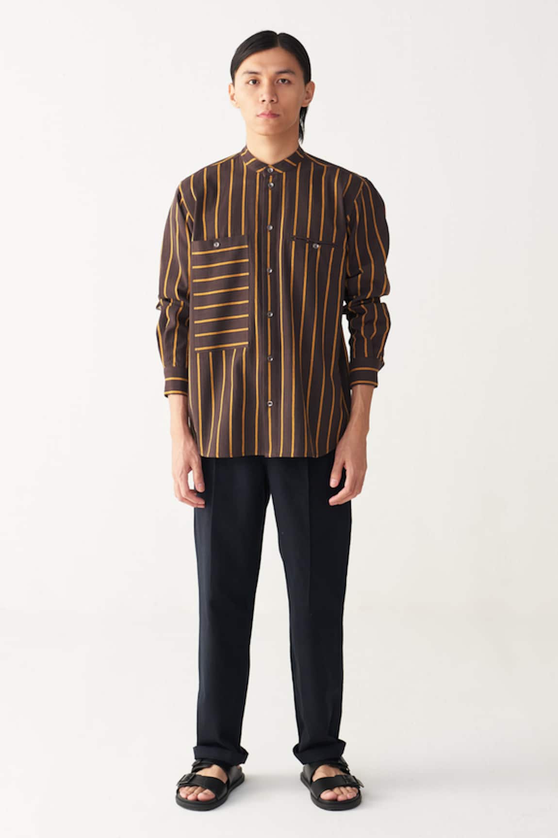 Three Linear Stripe Shirt & Front Pleat Pant 