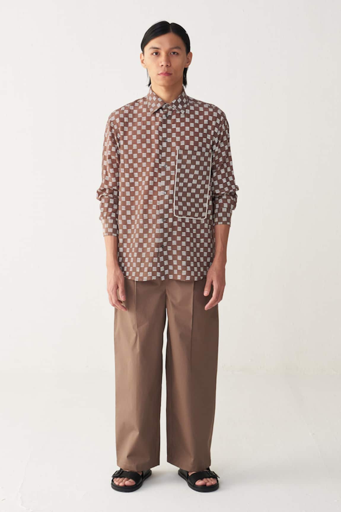 Three All Over Brick Print Shirt Co-ord 