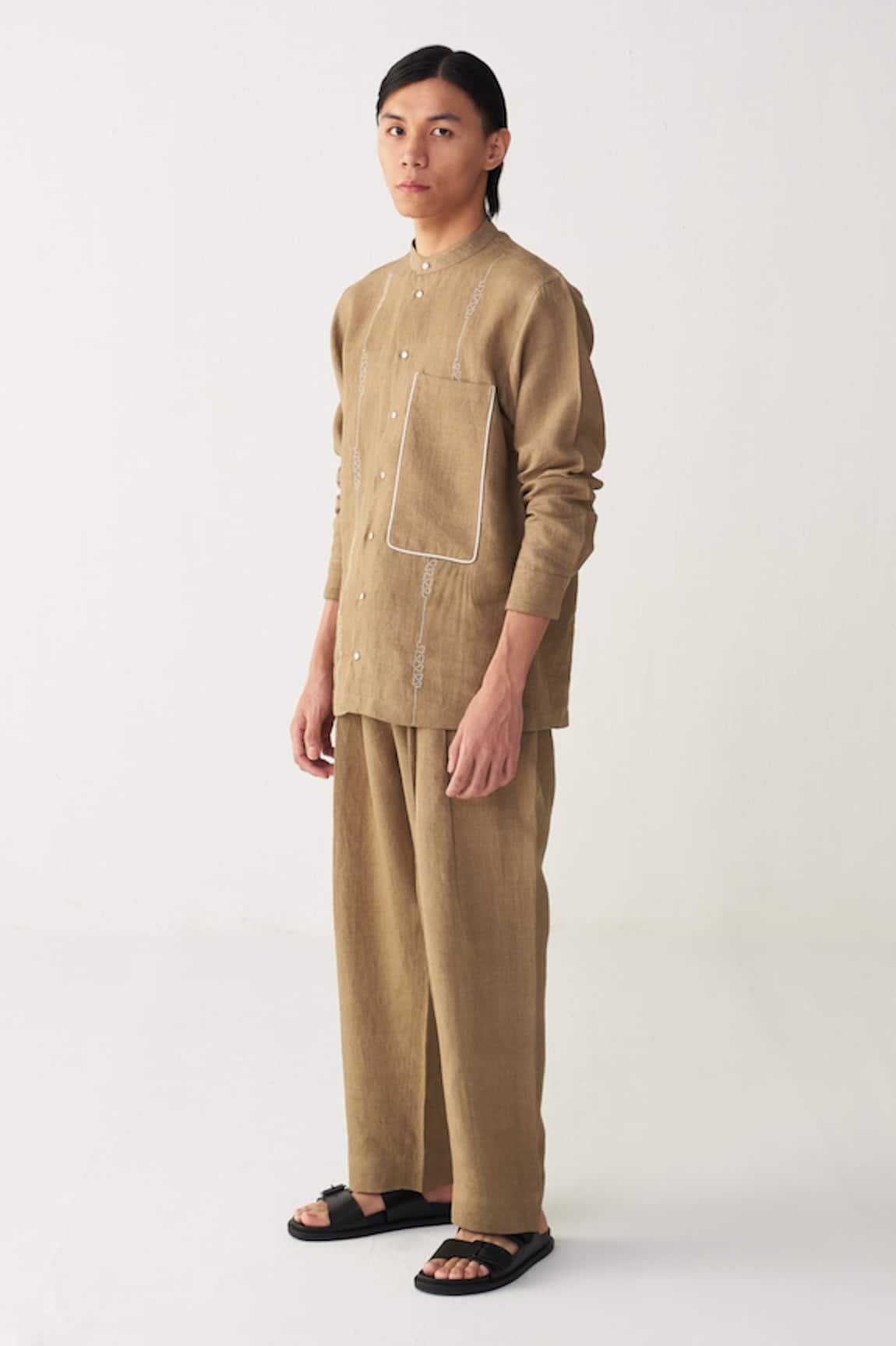 Three Abstract Embroidered Shirt & Pant Set 