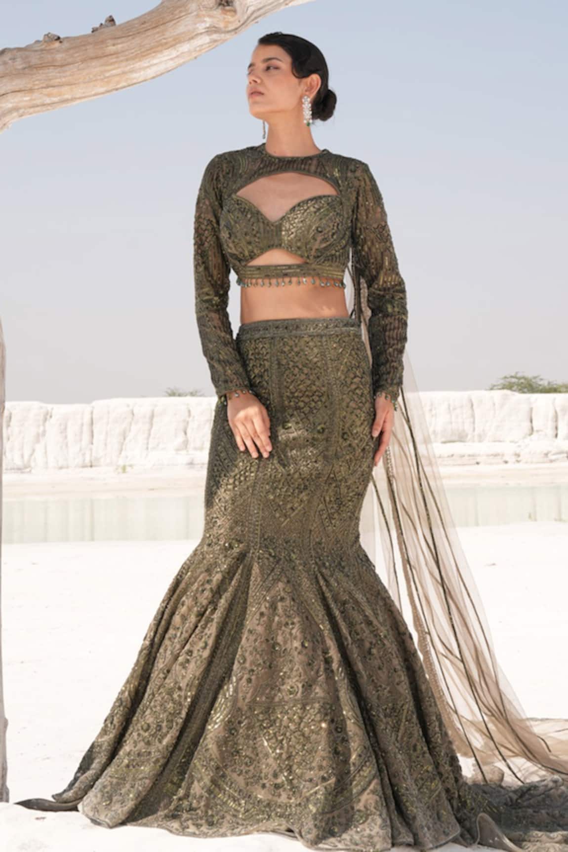 House Of Sikka Designer Green Lehenga Set 