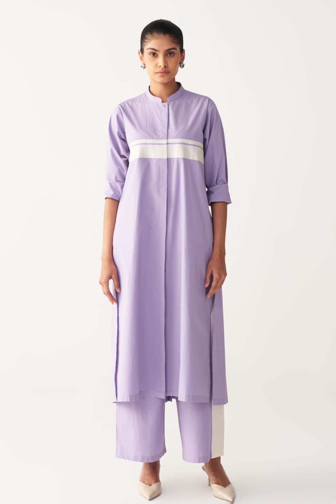 Three Lavender Purple Back Pleat Kurta Co-ord 