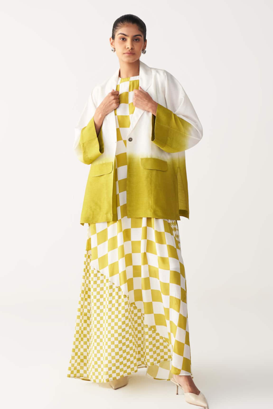 Three Dip Dye Jacket & Asymmetric Dress Co-ord Set 
