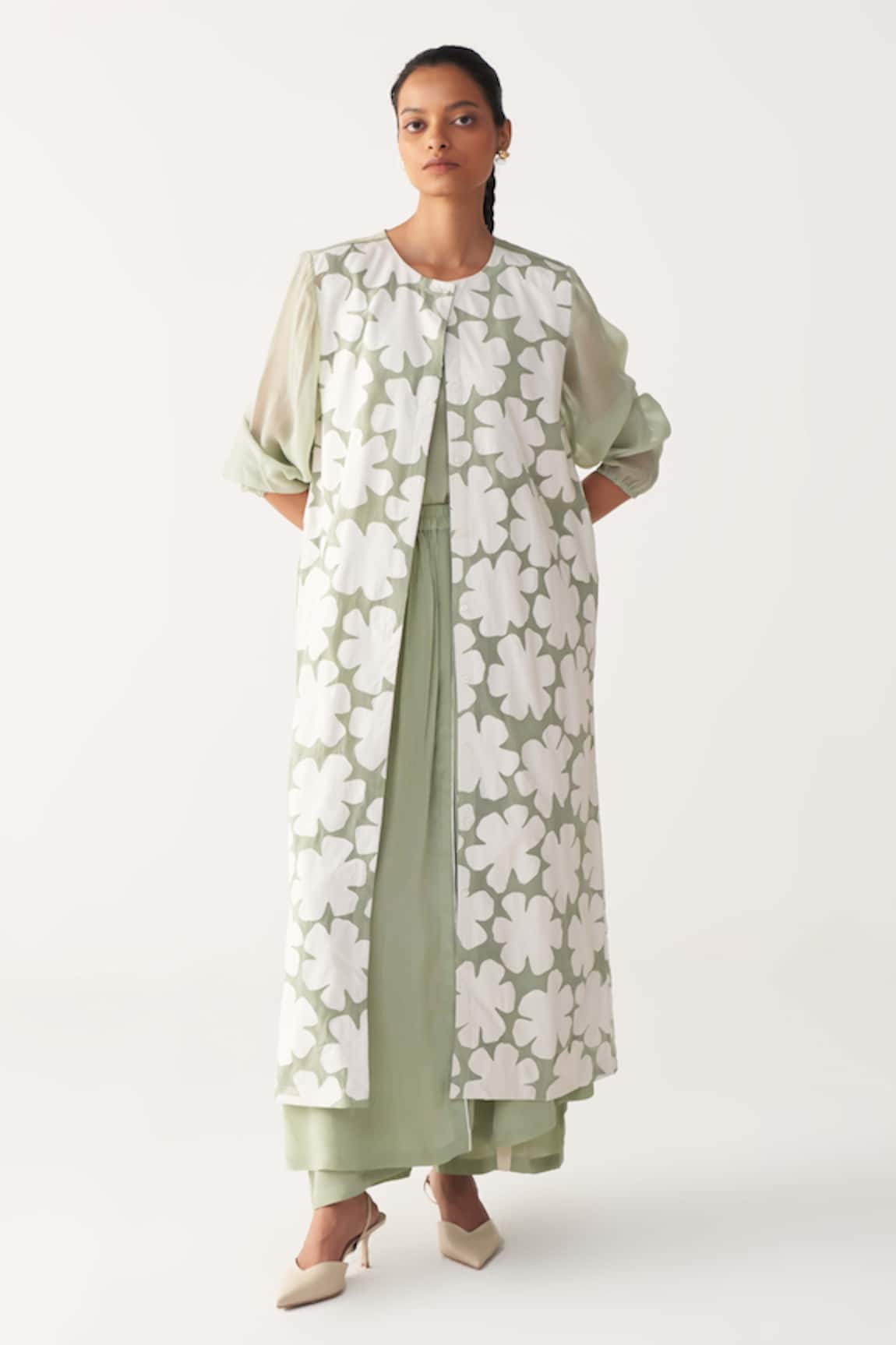Three Floral Back Yoke Jacket Co-ord Set 