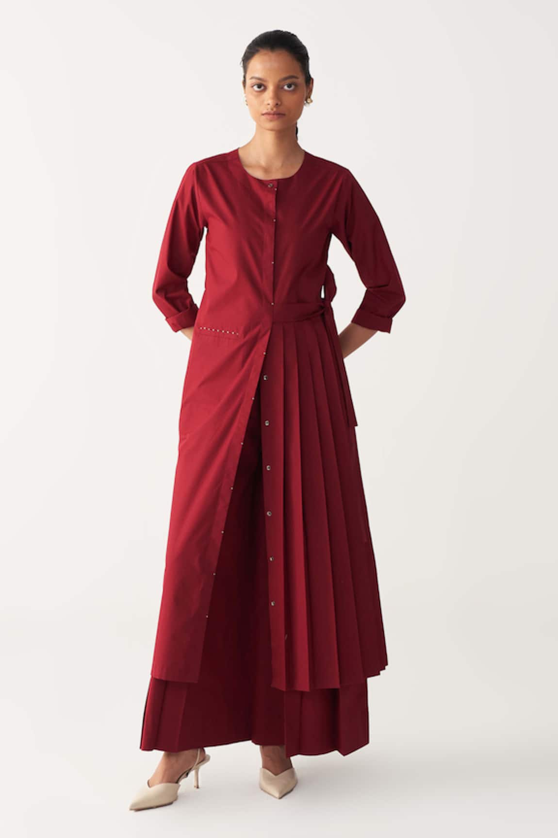 Three Front Pleat Tunic & Inverted Box Pleat Pant 