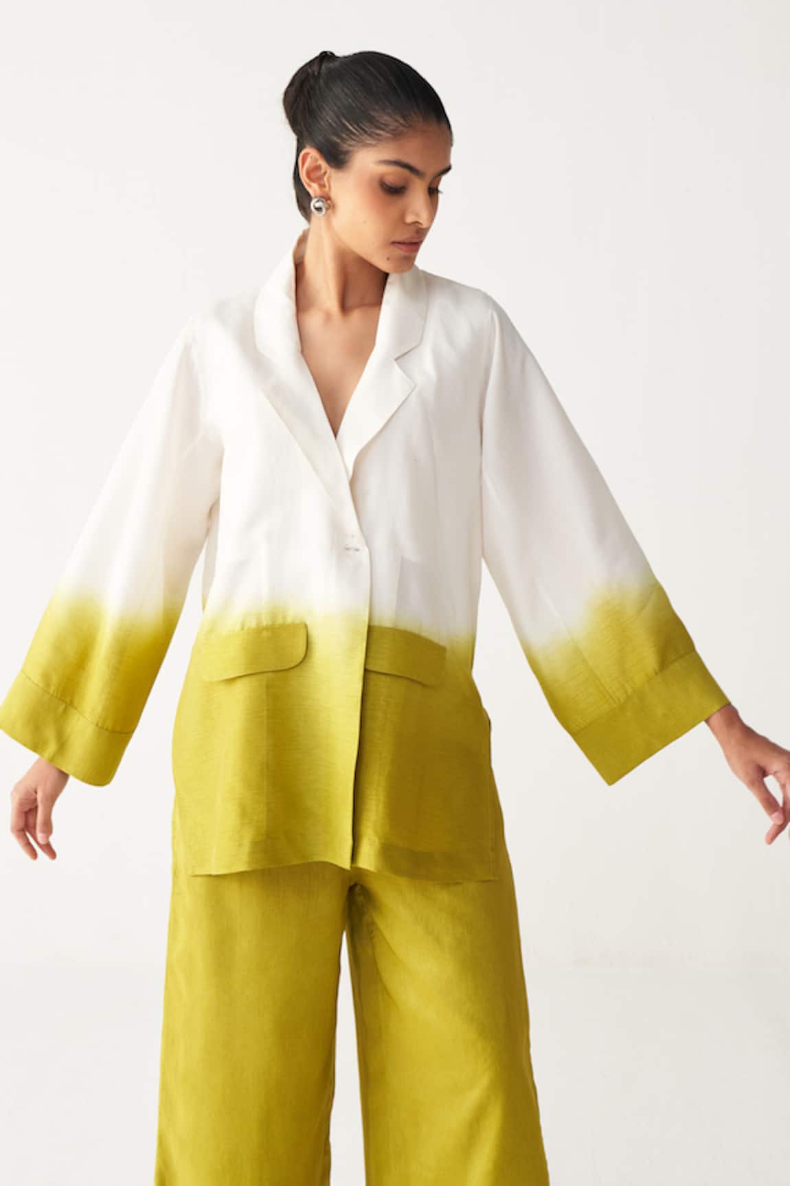 Three Lime Green Dip-Dye Jacket 