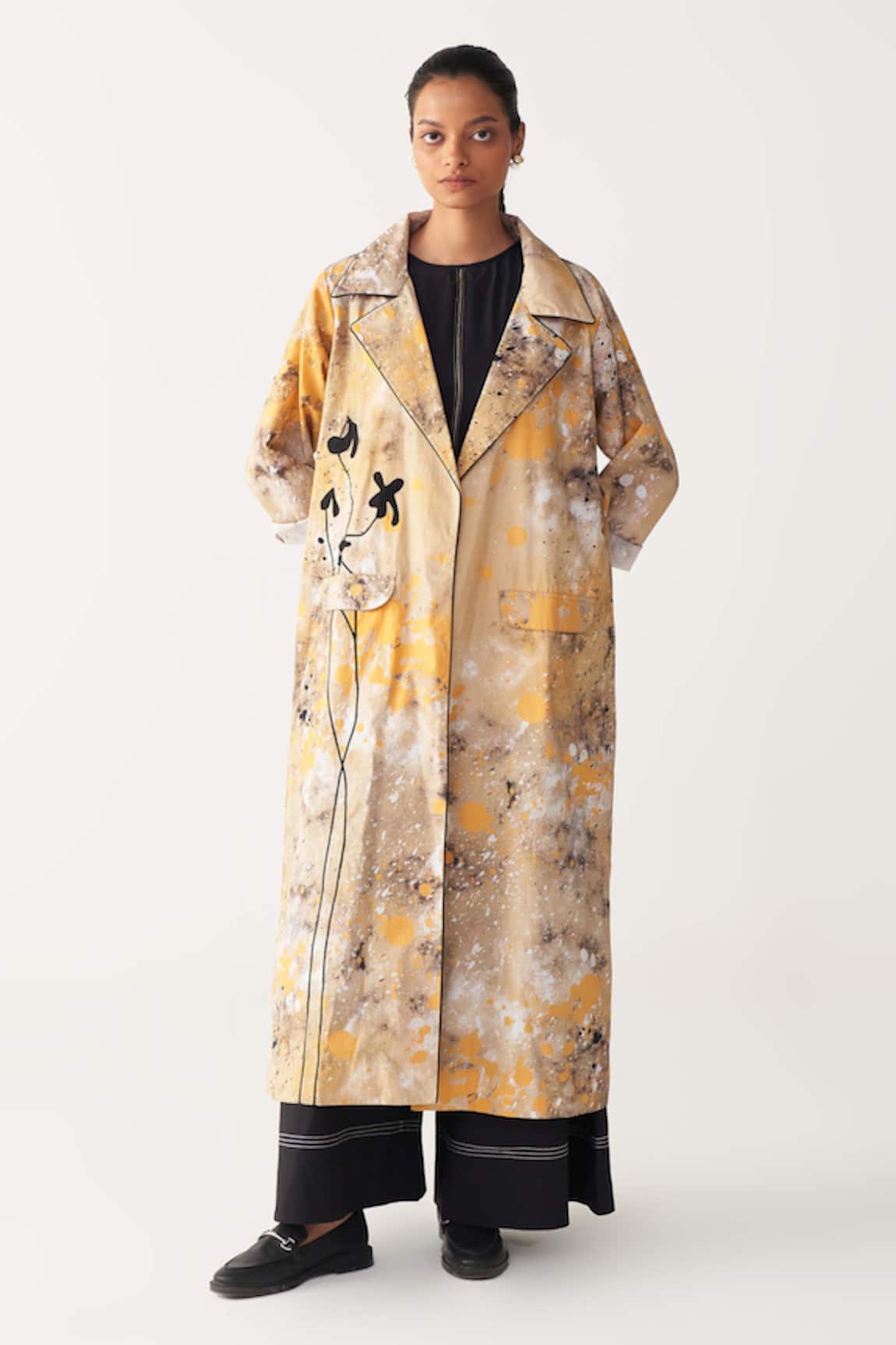 Three Painter Print Full Length Jacket 