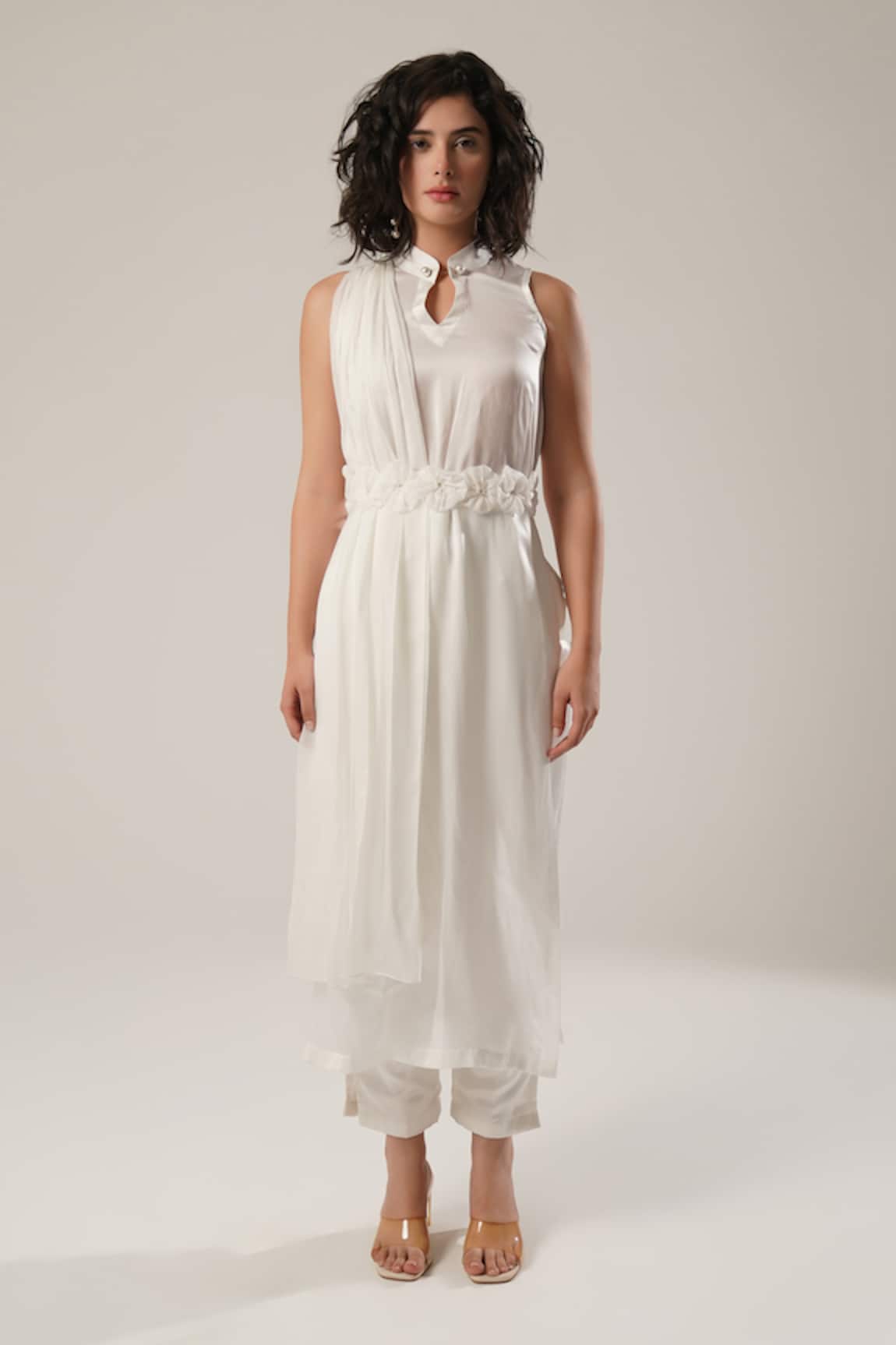 Atbw High-Slit Modal Satin Kurta with Belt 