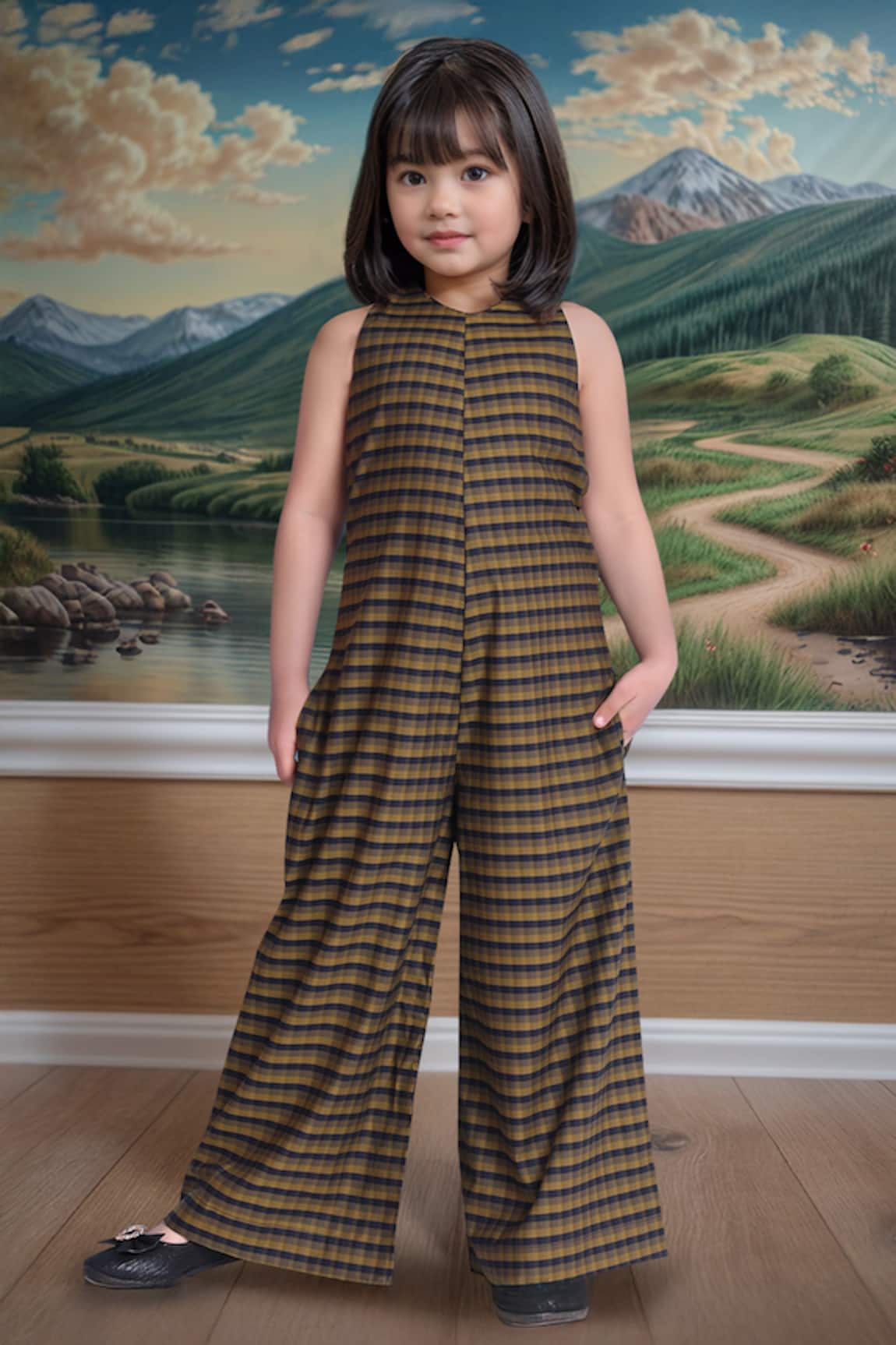 Samyukta Singhania Navy & Olive Checkered Jumpsuit 