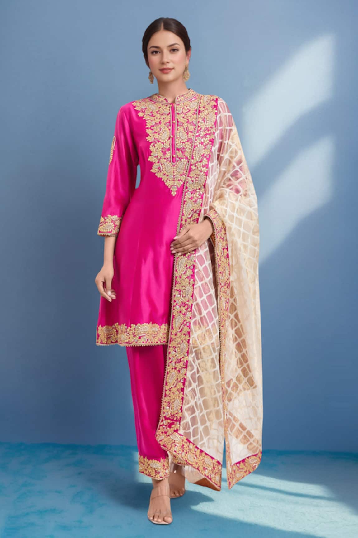 Sheetal Batra Rajak Hot Pink Embroidered Kurta Set 