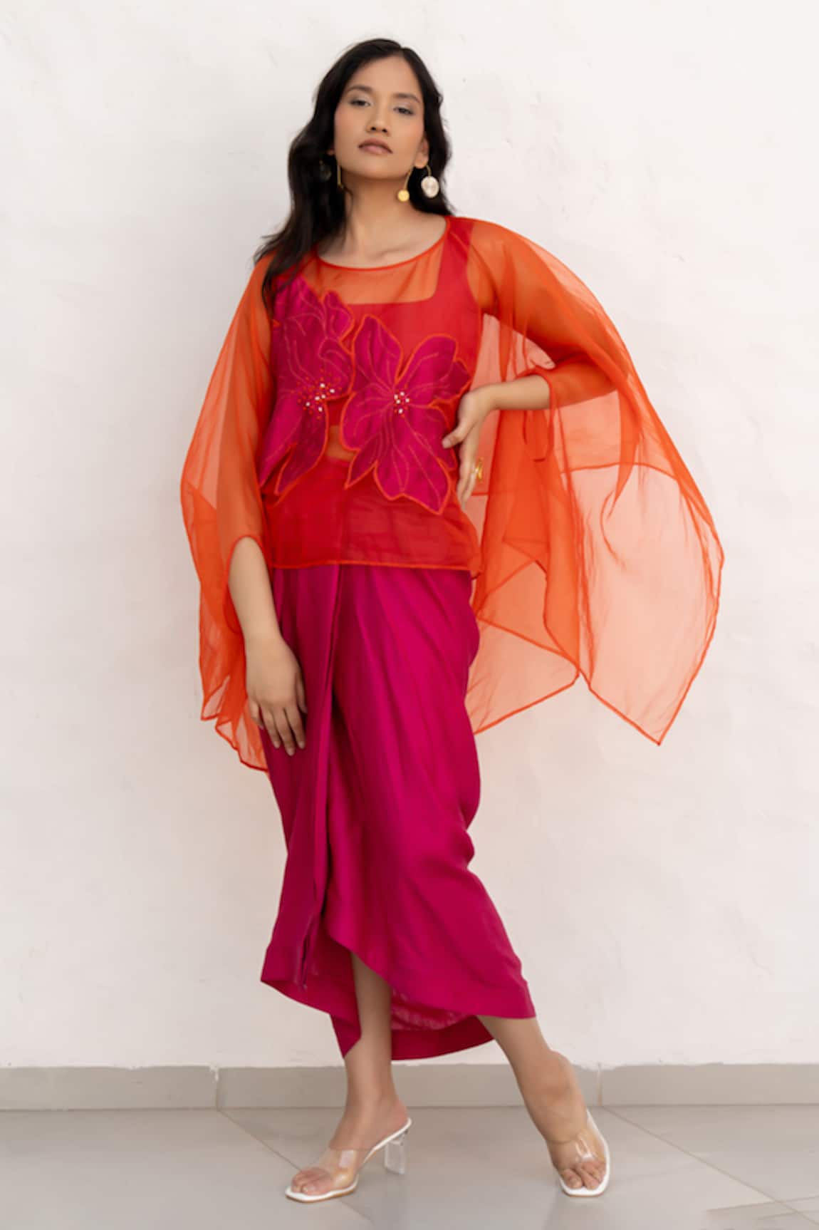 Chambray & CO. Pink & Orange Kaftan Skirt Set 