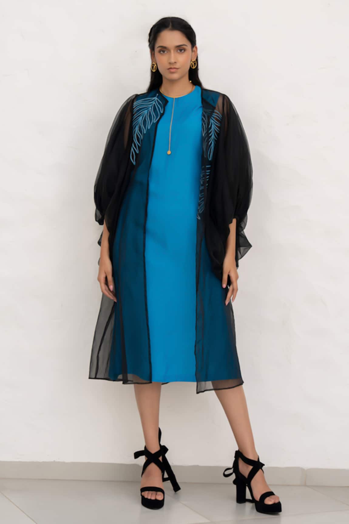 Chambray & CO. Cobalt Blue Hand Embroidered Dress & Jacket 