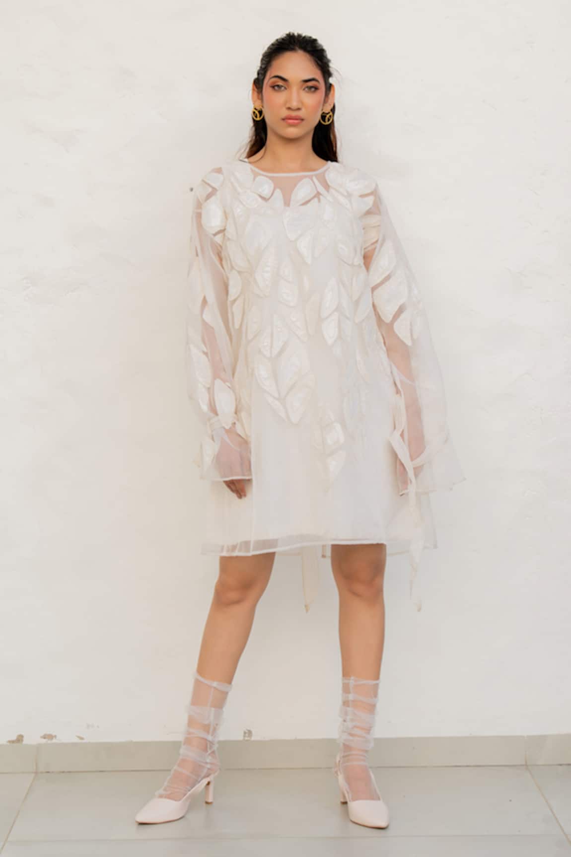 Chambray & CO. Ivory Overlay Dress with Embroidery 