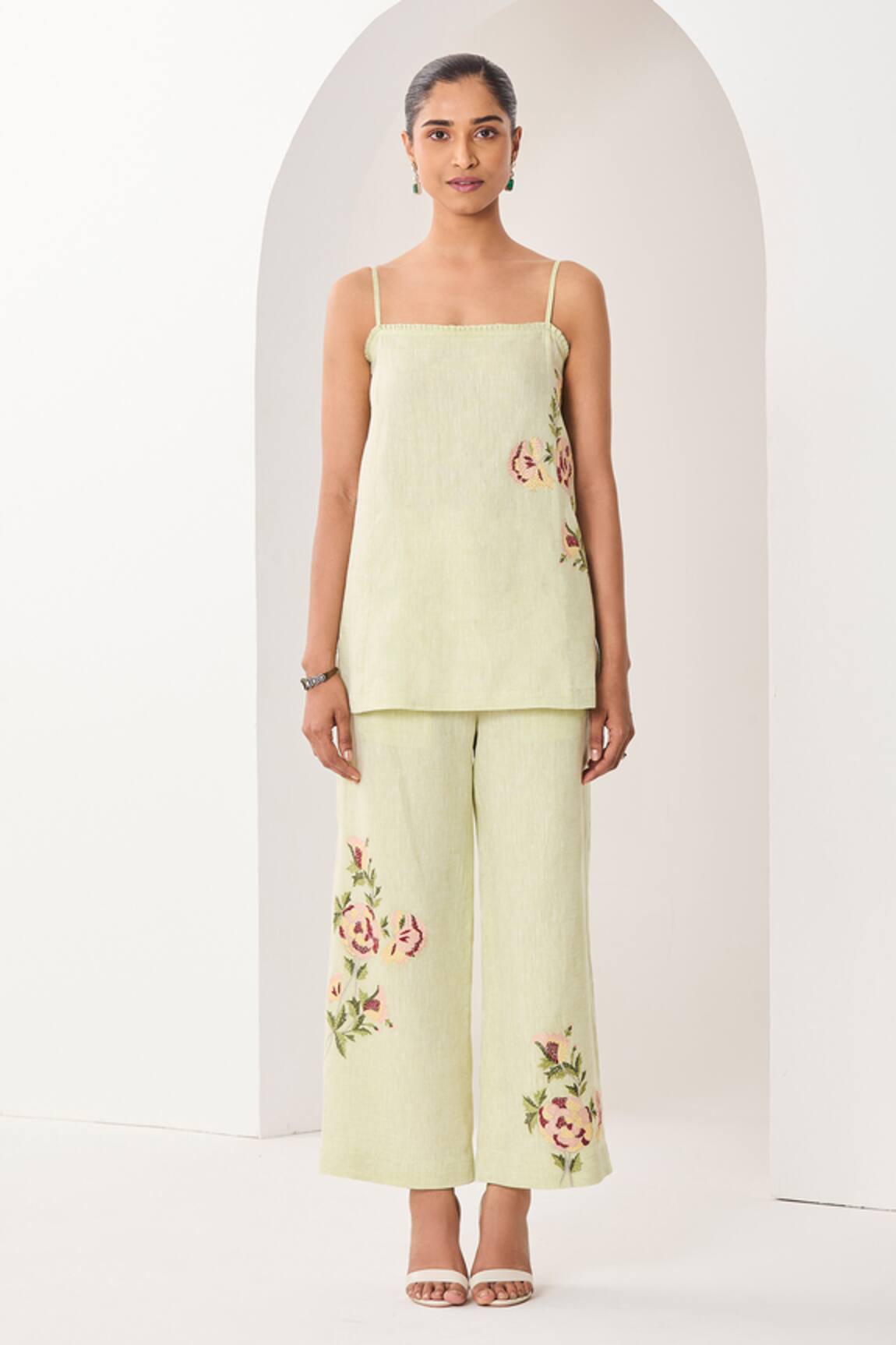 Sue Mue Mint Green Floral Embroidered Co-Ordinate Set 