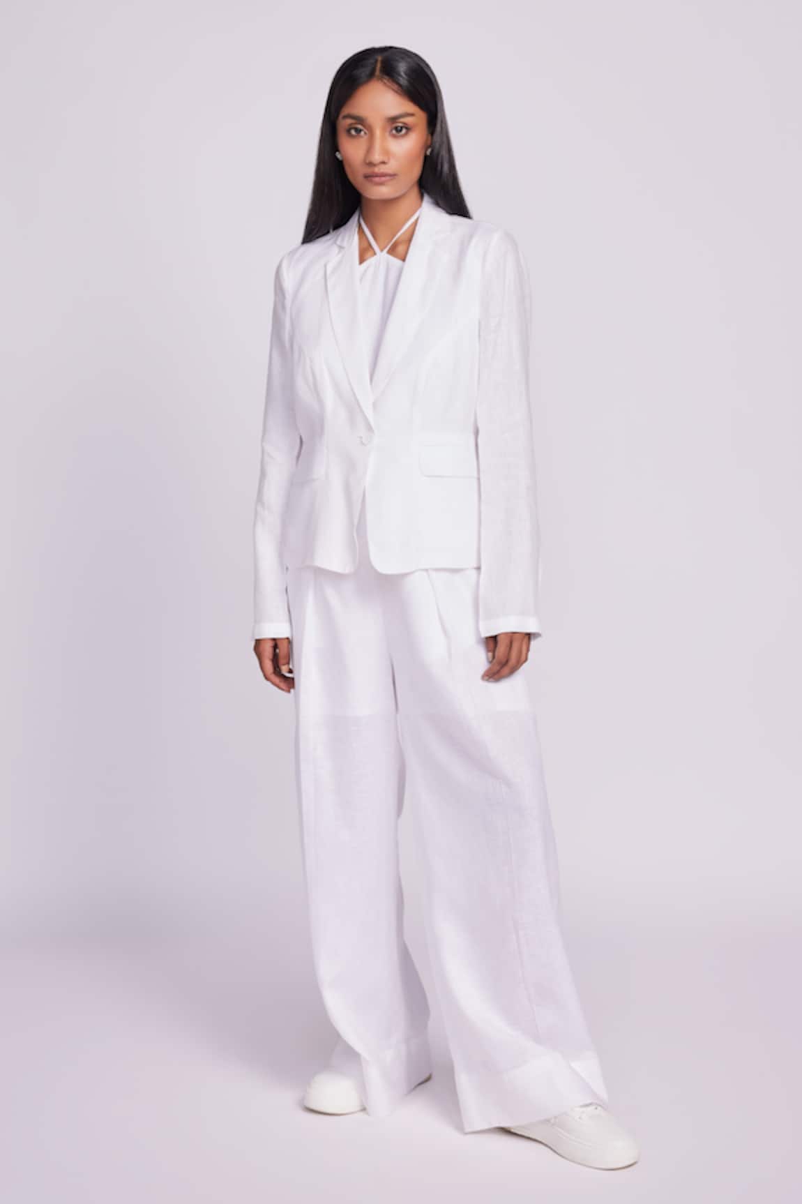 Dev And Viv White Lyocell Linen Jacket 