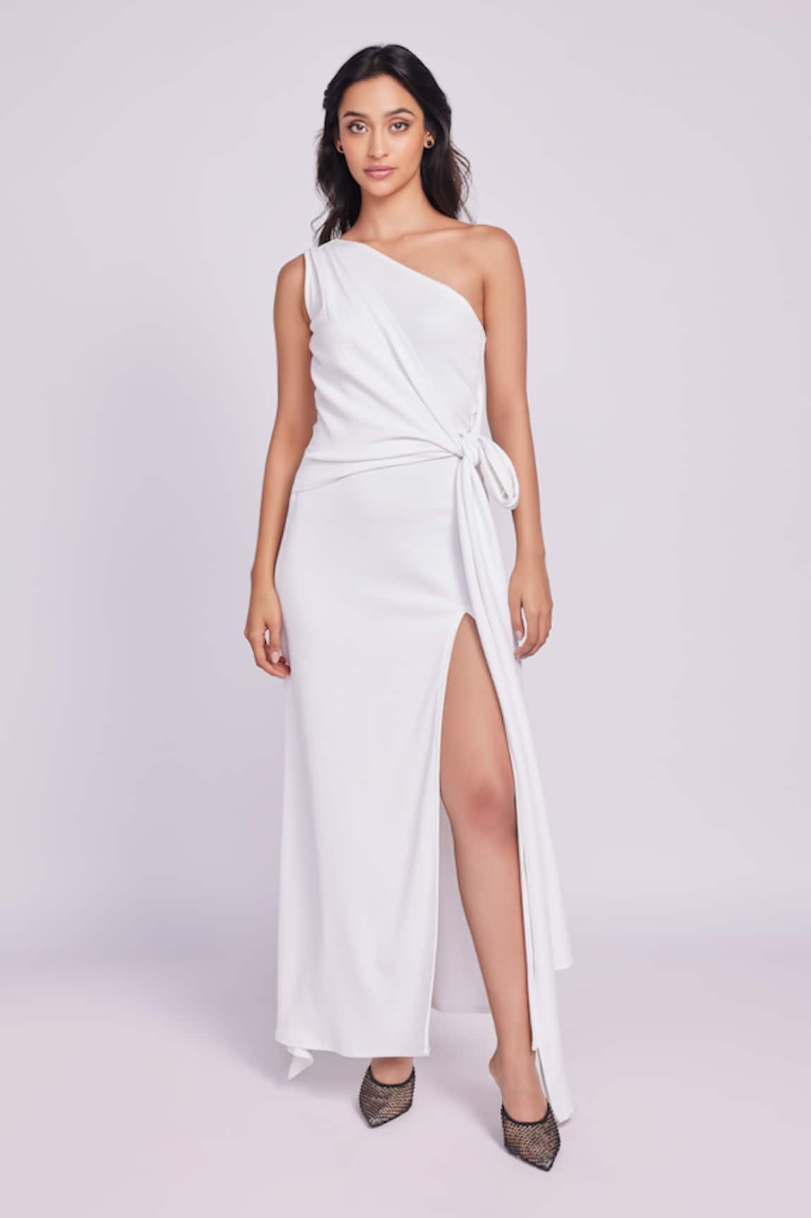 Dev And Viv White One Shoulder Dress 