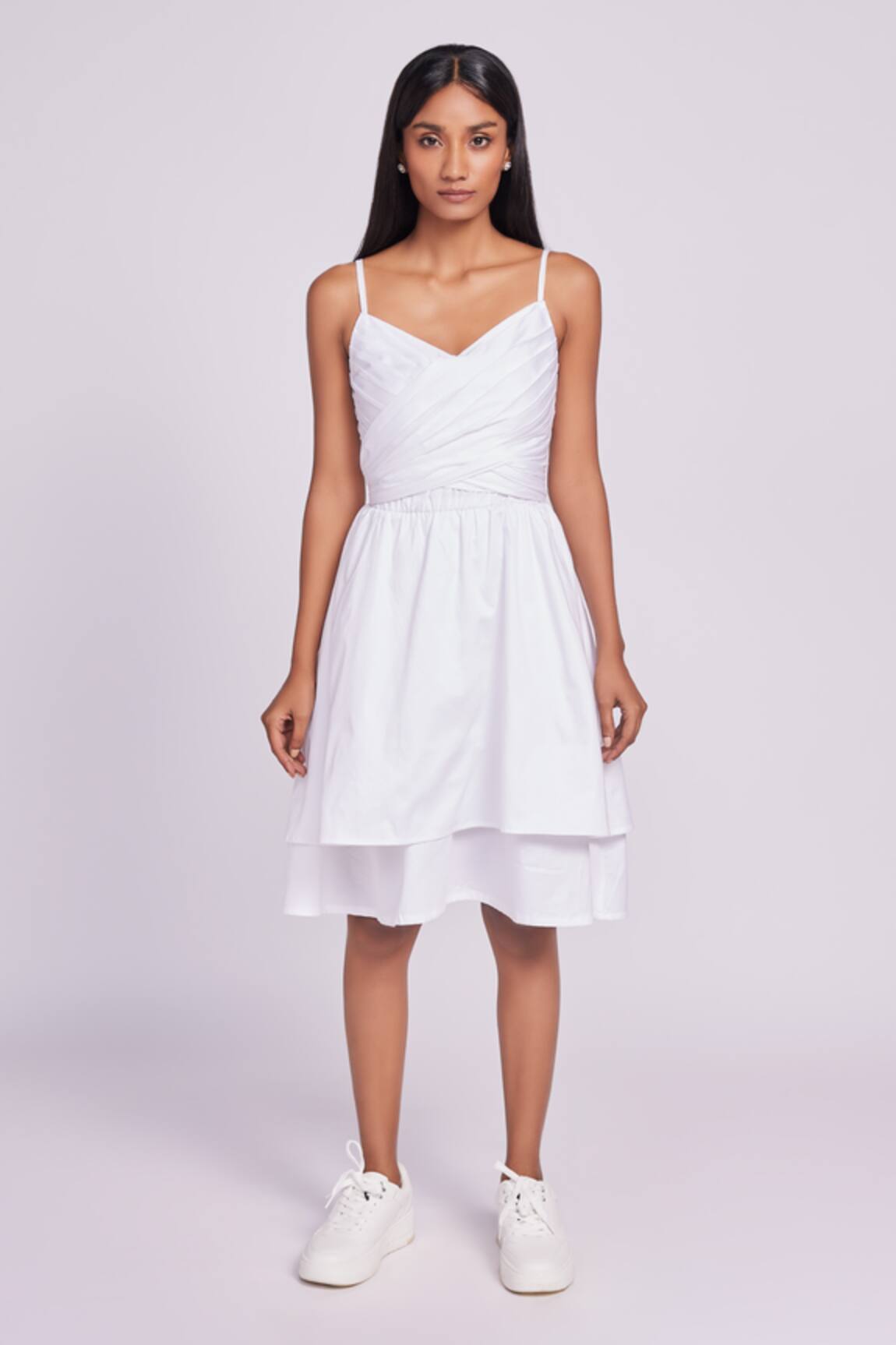 Dev And Viv White Cotton Spaghetti Strap Dress 