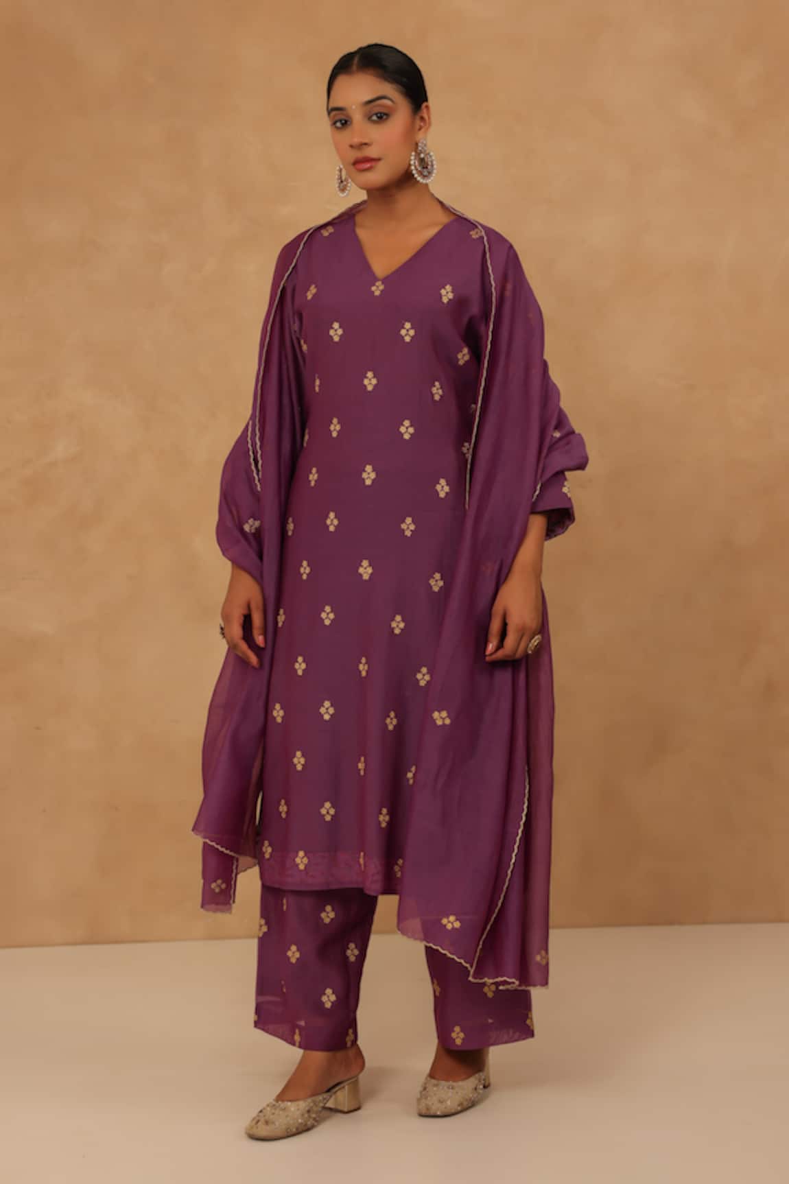 Charu Makkar Designer Purple Kurta Set with Dupatta 
