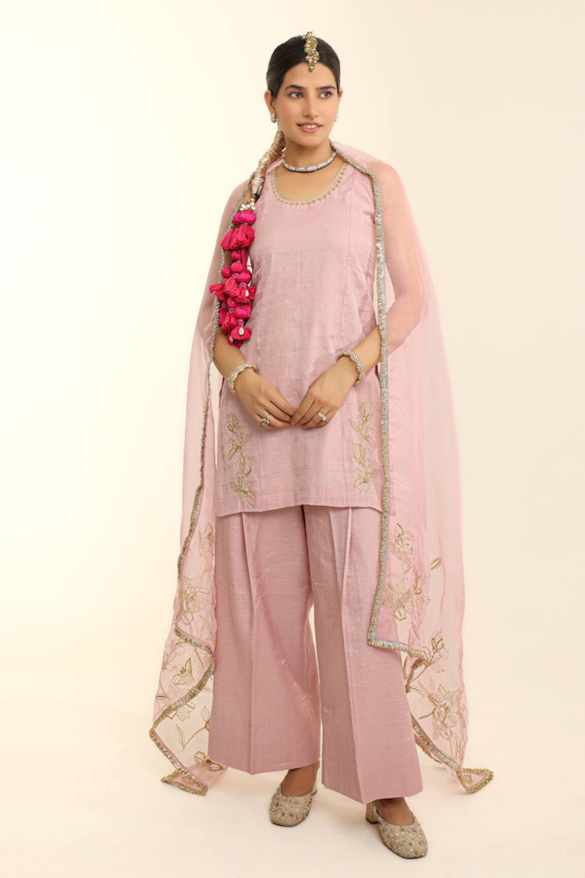 Charu Makkar Blush Pink Embroidered Kurta Set 