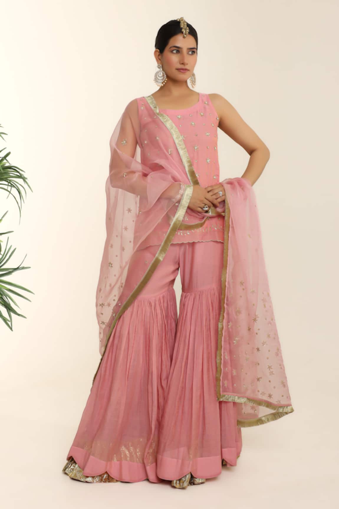 Charu Makkar Rosepink Embroidered Kurta Gharara Set 