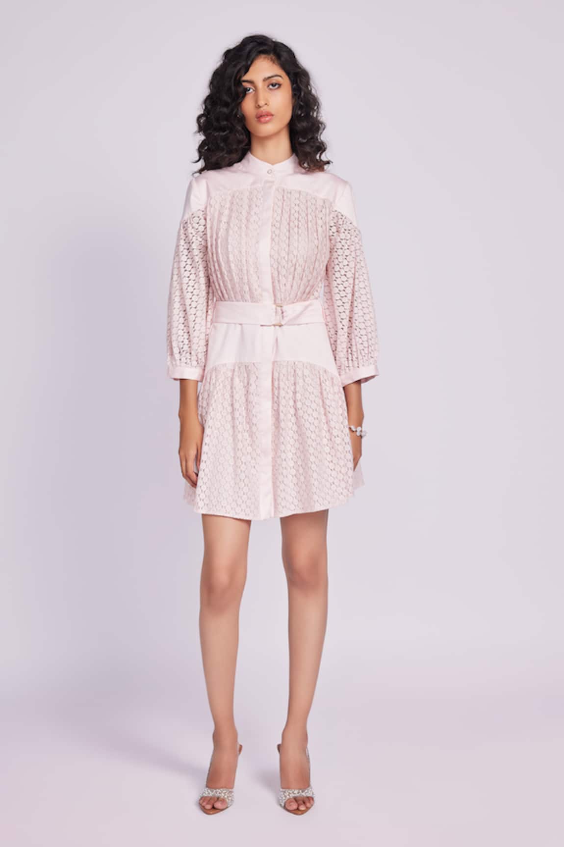 Dev And Viv Blush Cotton Blend Designer Dress 