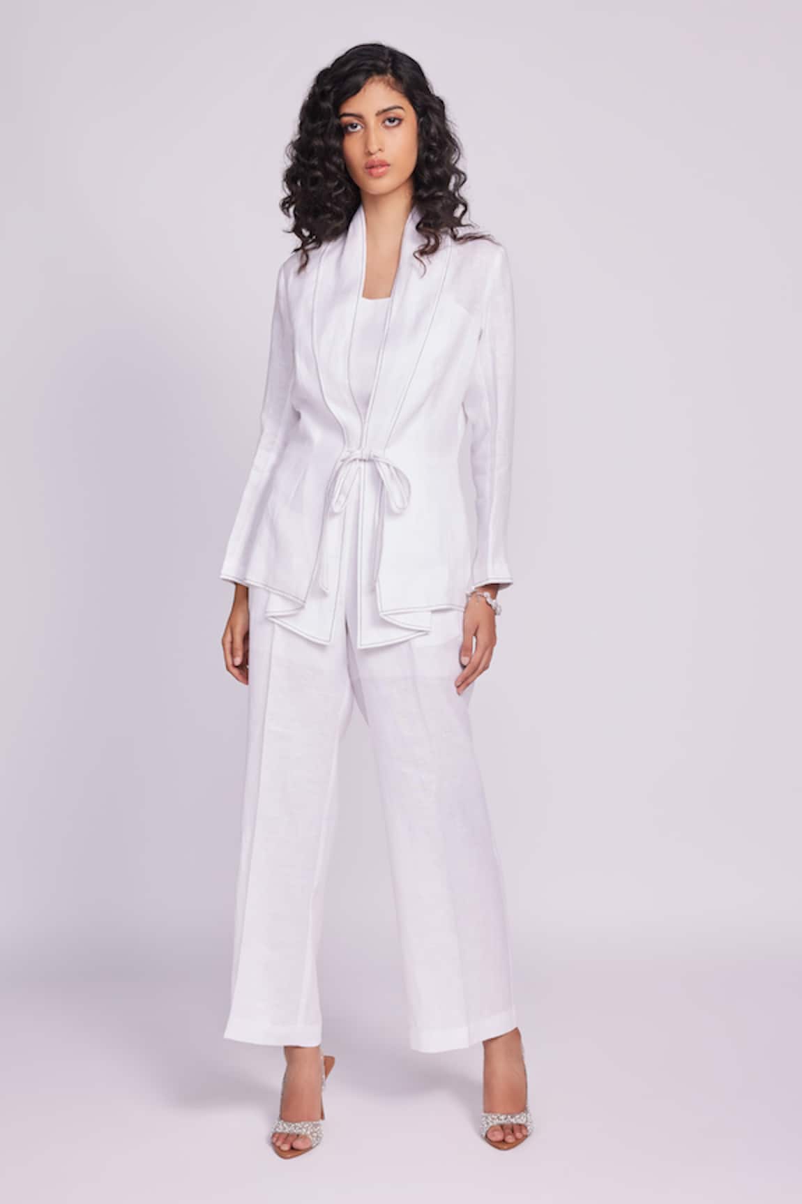 Dev And Viv White Designer Jacket Set 