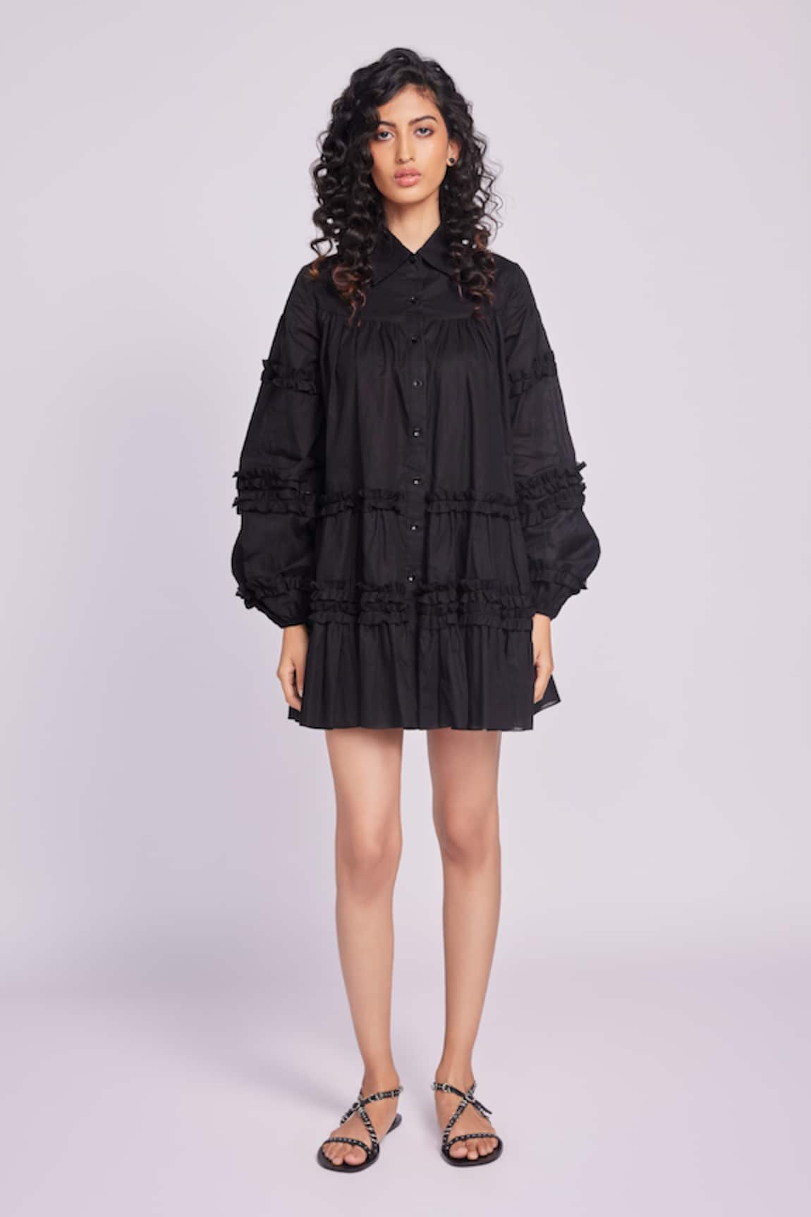 Dev And Viv Black Ruffled Designer Dress 