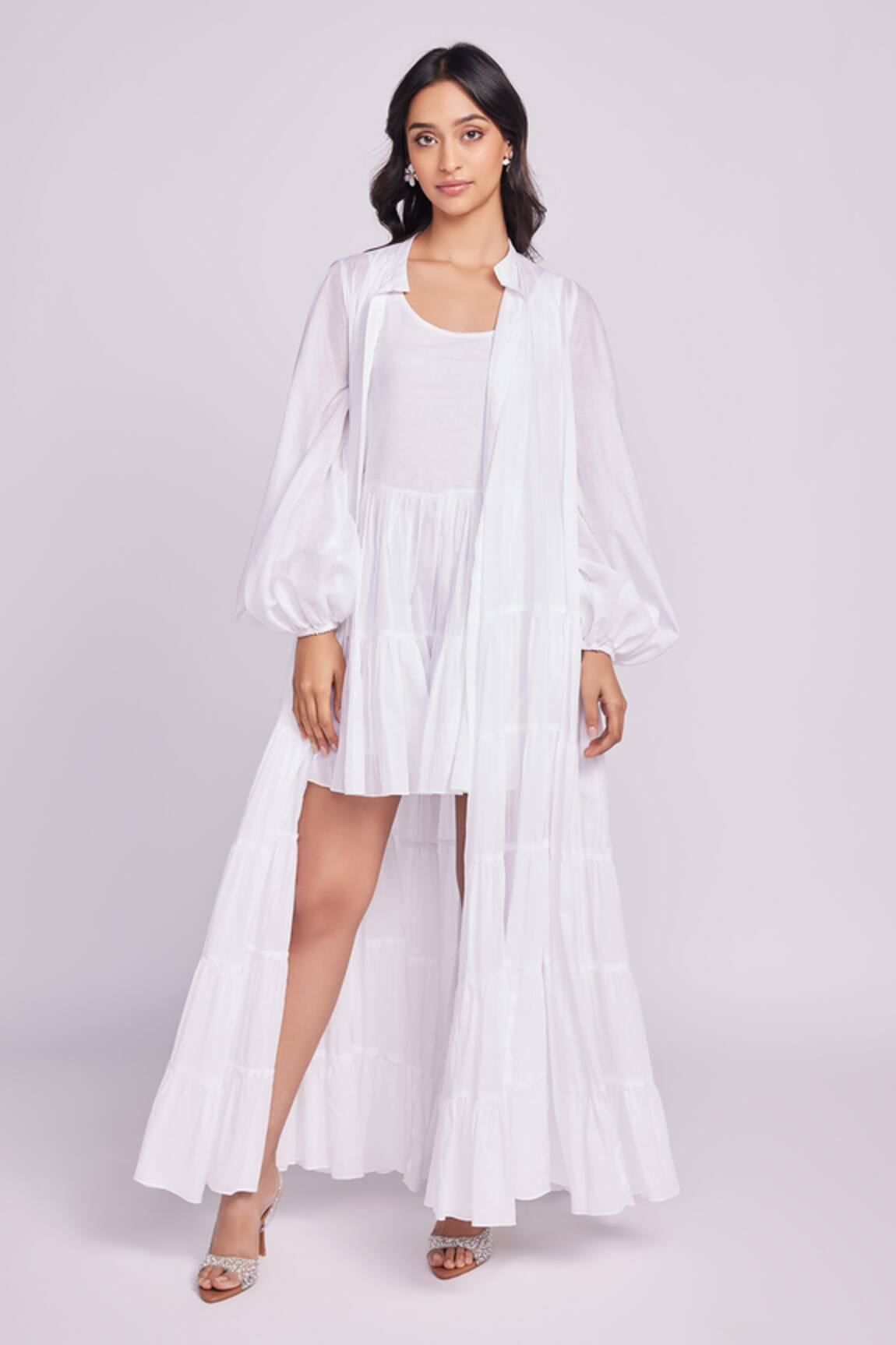 Dev And Viv White Cotton Designer Dress 