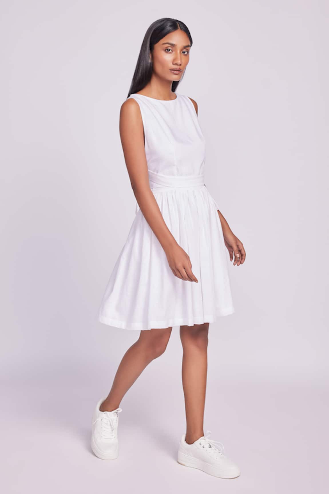 Dev And Viv White Cotton A-Line Dress 