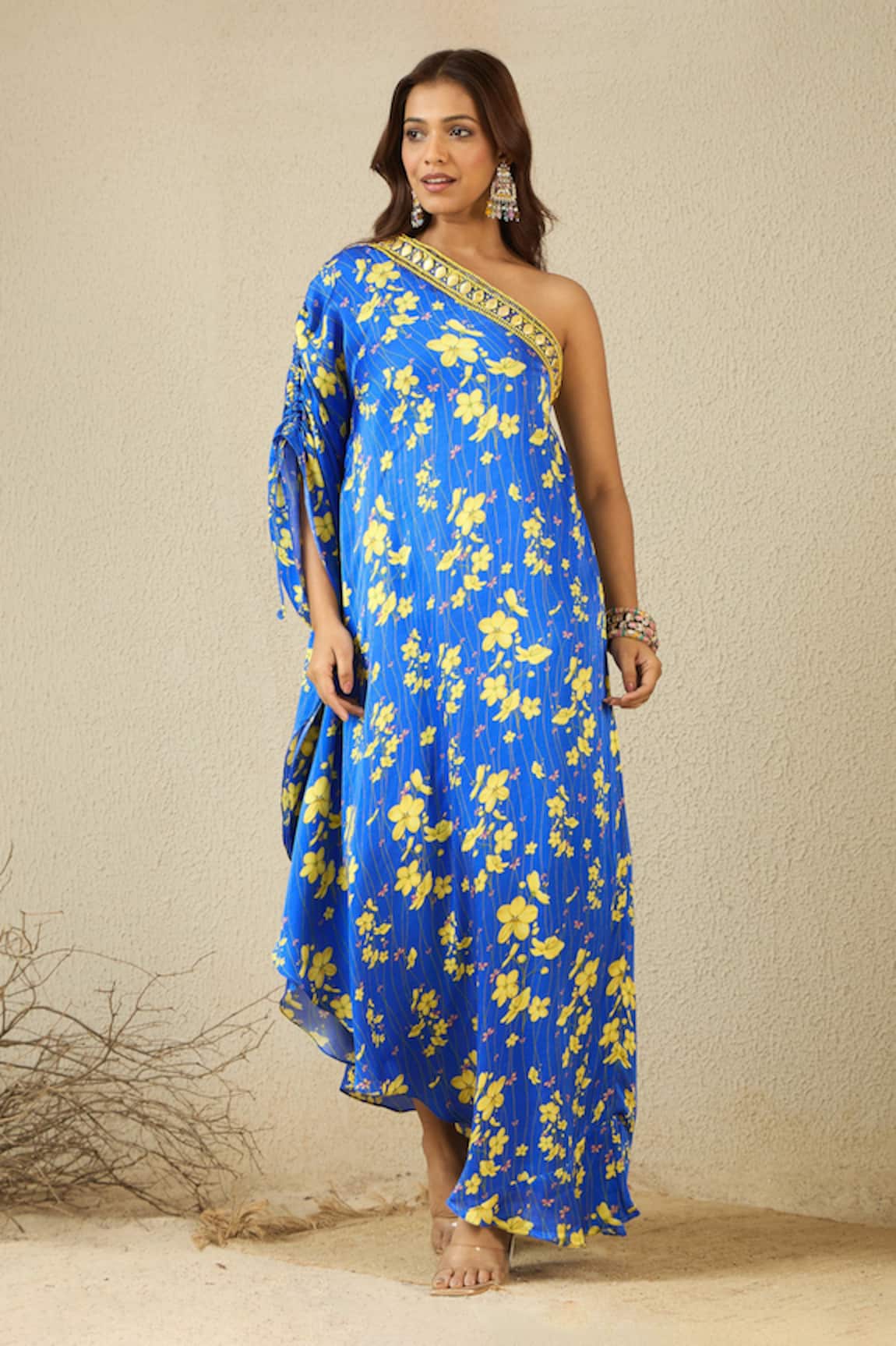Label Nitika Royal Blue Floral Print Designer Dress 