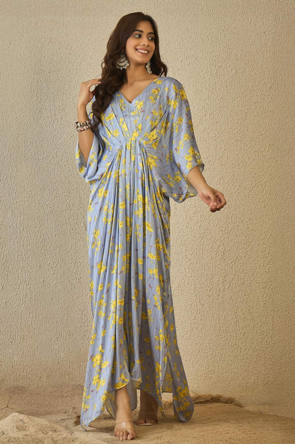 Label Nitika Floral Print Blue Kaftan 
