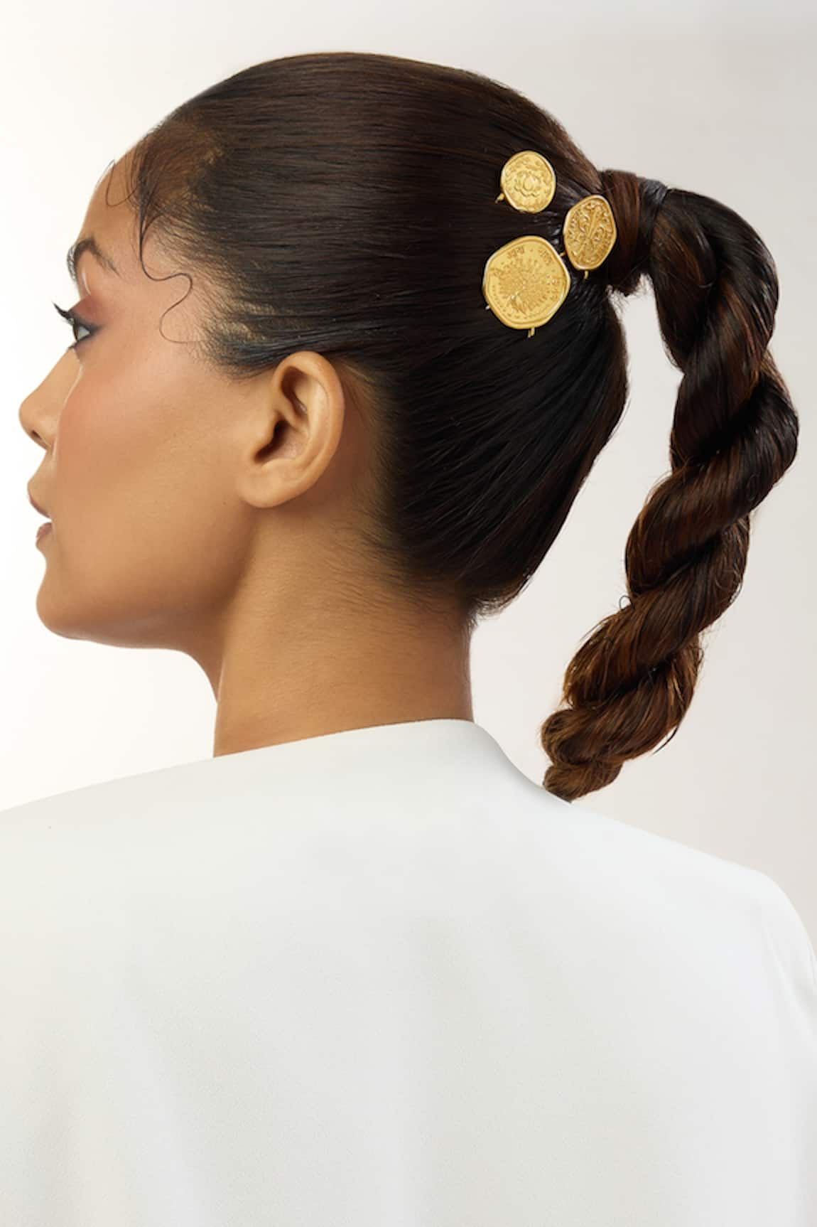 Mnsh 22kt Gold Plated Coin Hair Pin Set 