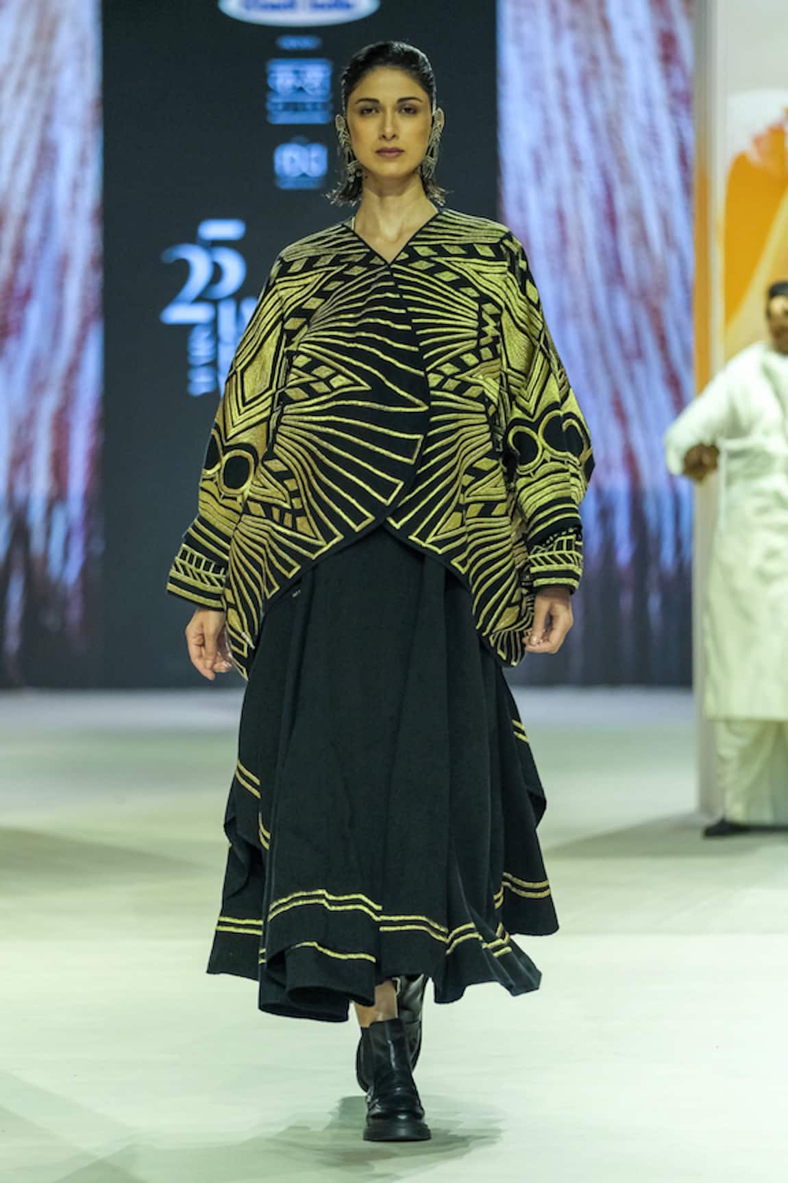 KA-Sha Black & Gold Handwoven Tunic 