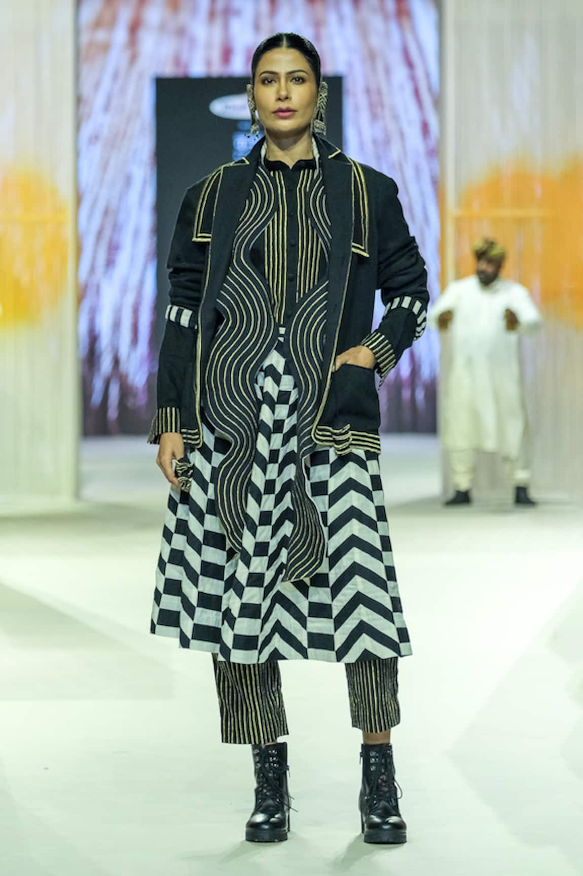 KA-Sha Black Handwoven Cotton Blazer 