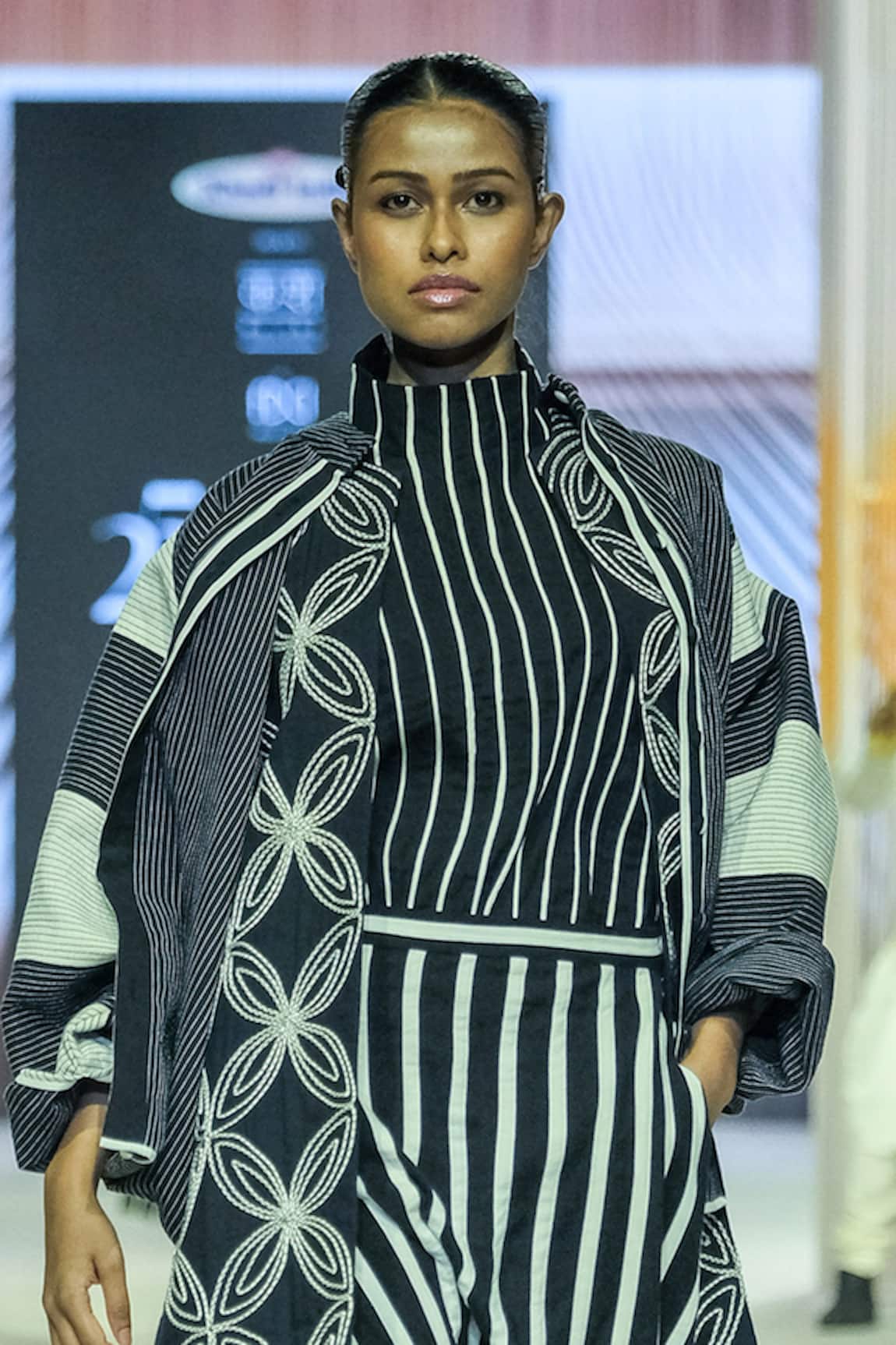 KA-Sha Black & White Striped Top 
