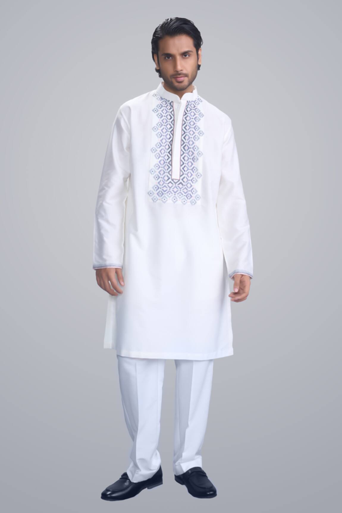 Sanjev Marwaaha Ivory Cotton Silk Kurta & Pant Set 