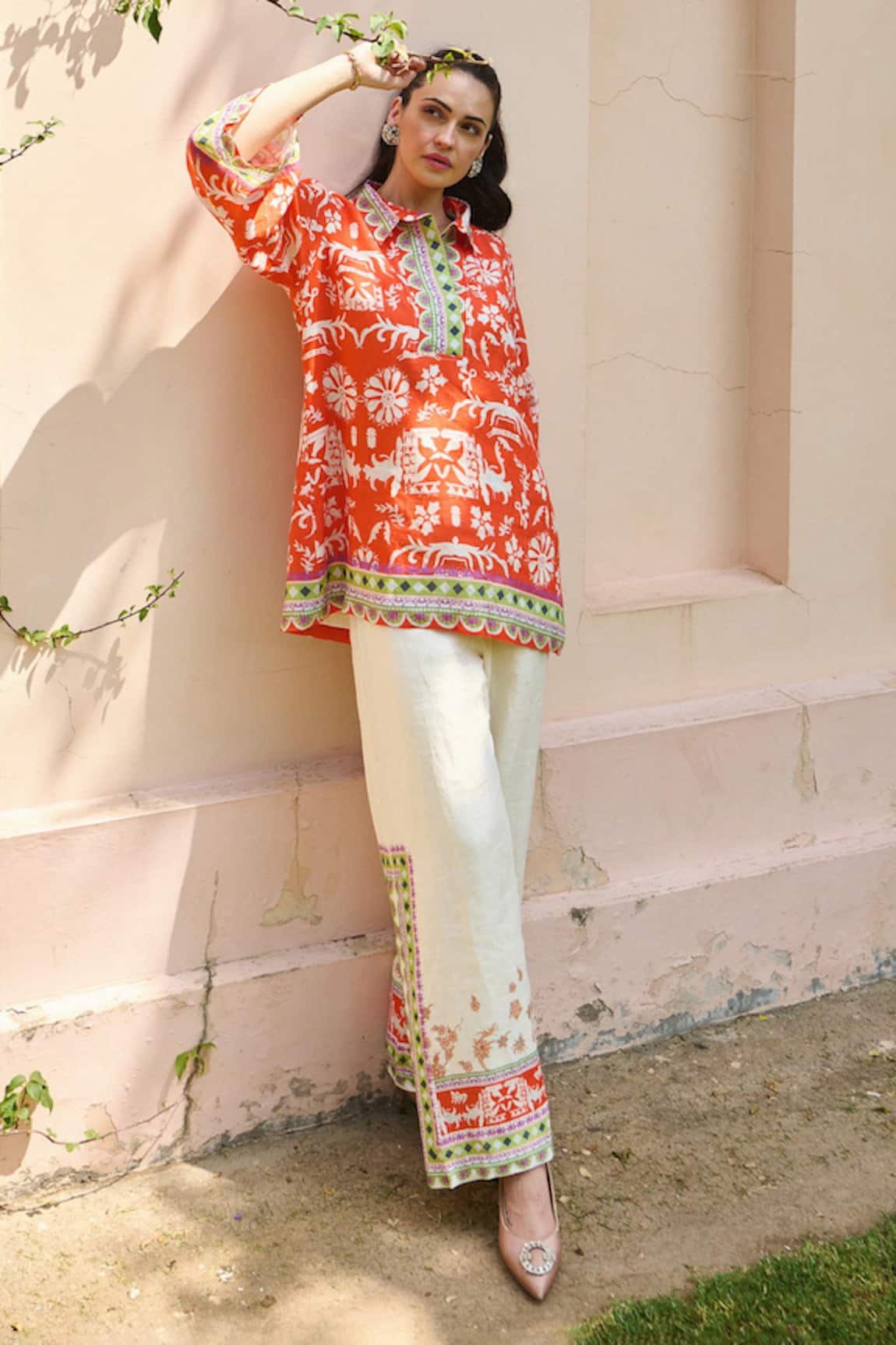 Nika 1.0 Orange & Ivory Designer Coord Set 
