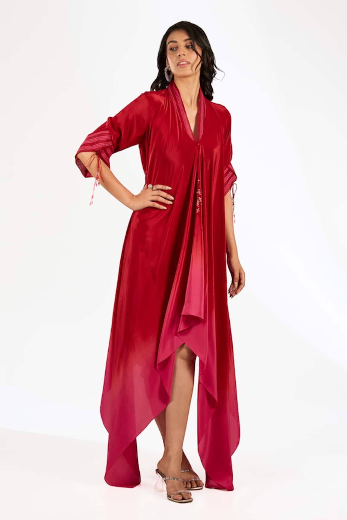 Anjali Kanwar Red Silk Crepe Designer Dress 