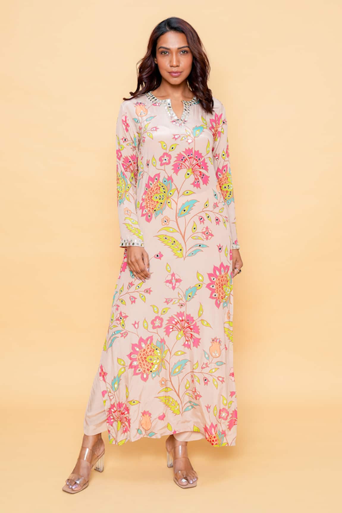 Sajeda A Lehry Hand Embroidered Floral Kurta & Pant Set 