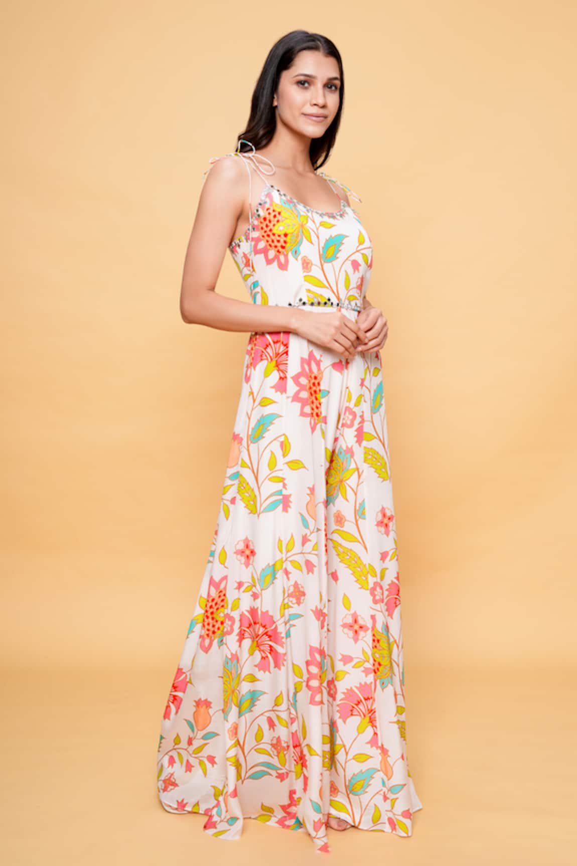 Sajeda A Lehry Hand Embroidered Floral Jumpsuit 