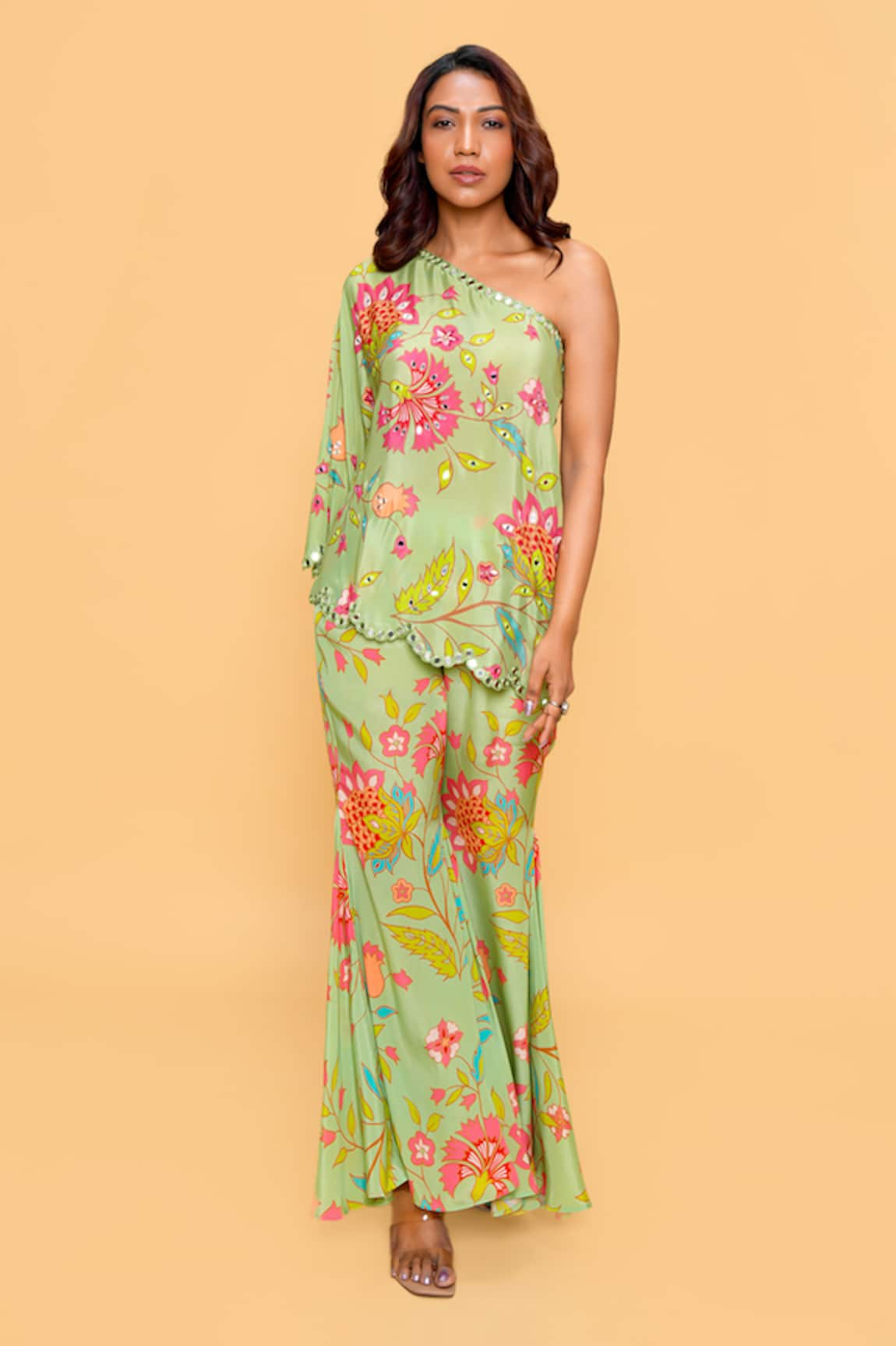 Sajeda A Lehry Floral Hand Embroidered Sharara Set 