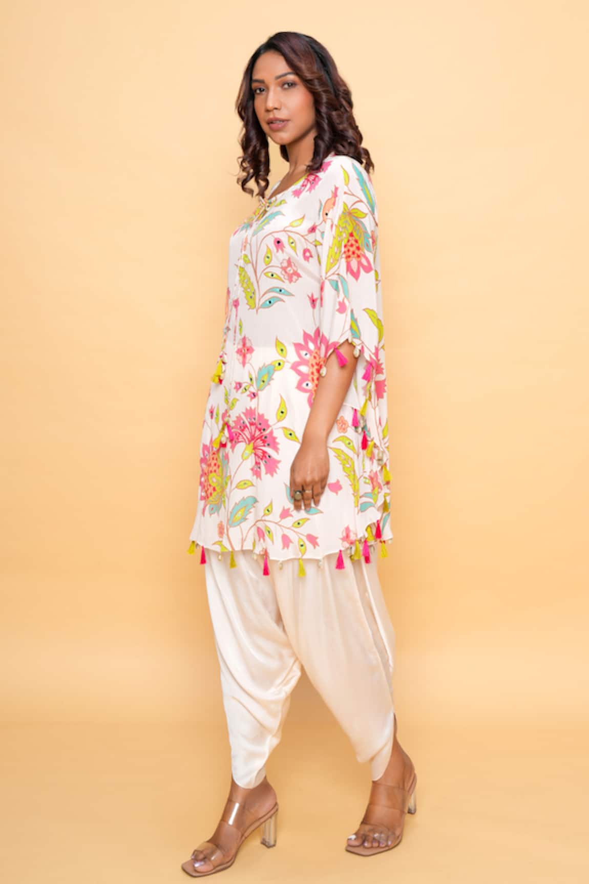 Sajeda A Lehry Floral Hand Embroidered Kaftan Set 