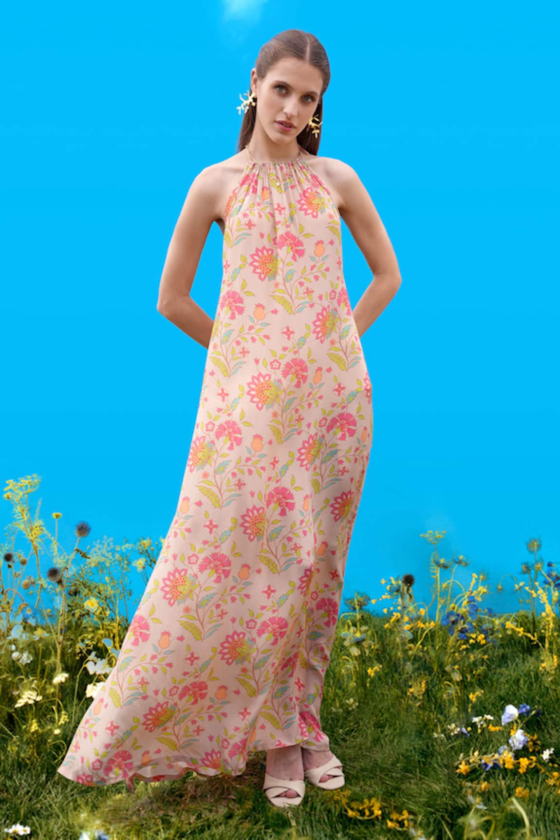 Sajeda A Lehry Digital Print Crepe Dress 